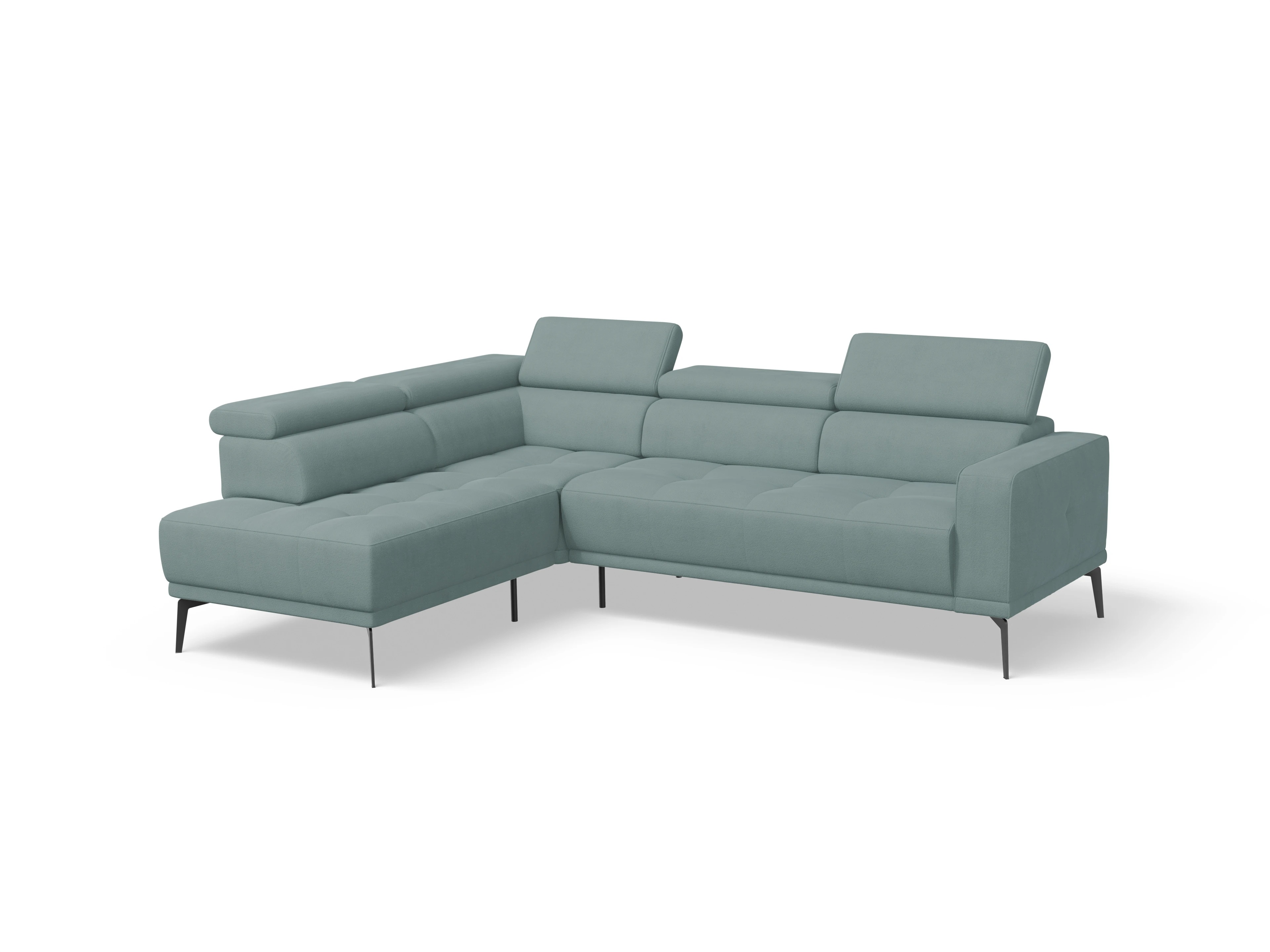 Ansicht des Produktes Marco Ecksofa links Abschluss offen in Stoff Blau