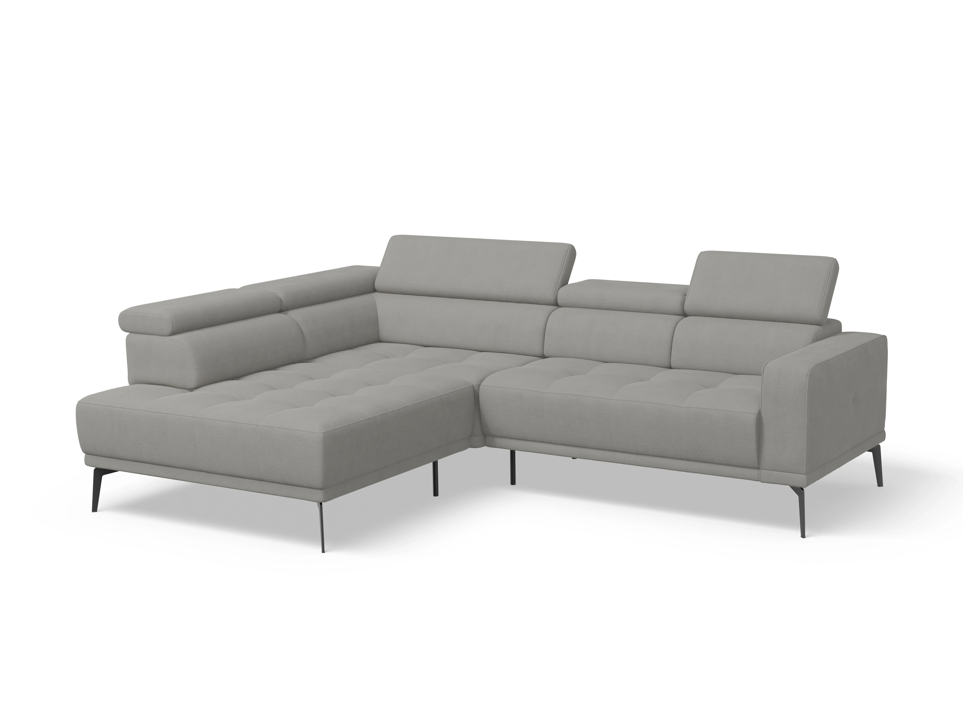 Ansicht des Produktes Marco Ecksofa links Abschluss offen in Stoff Grau