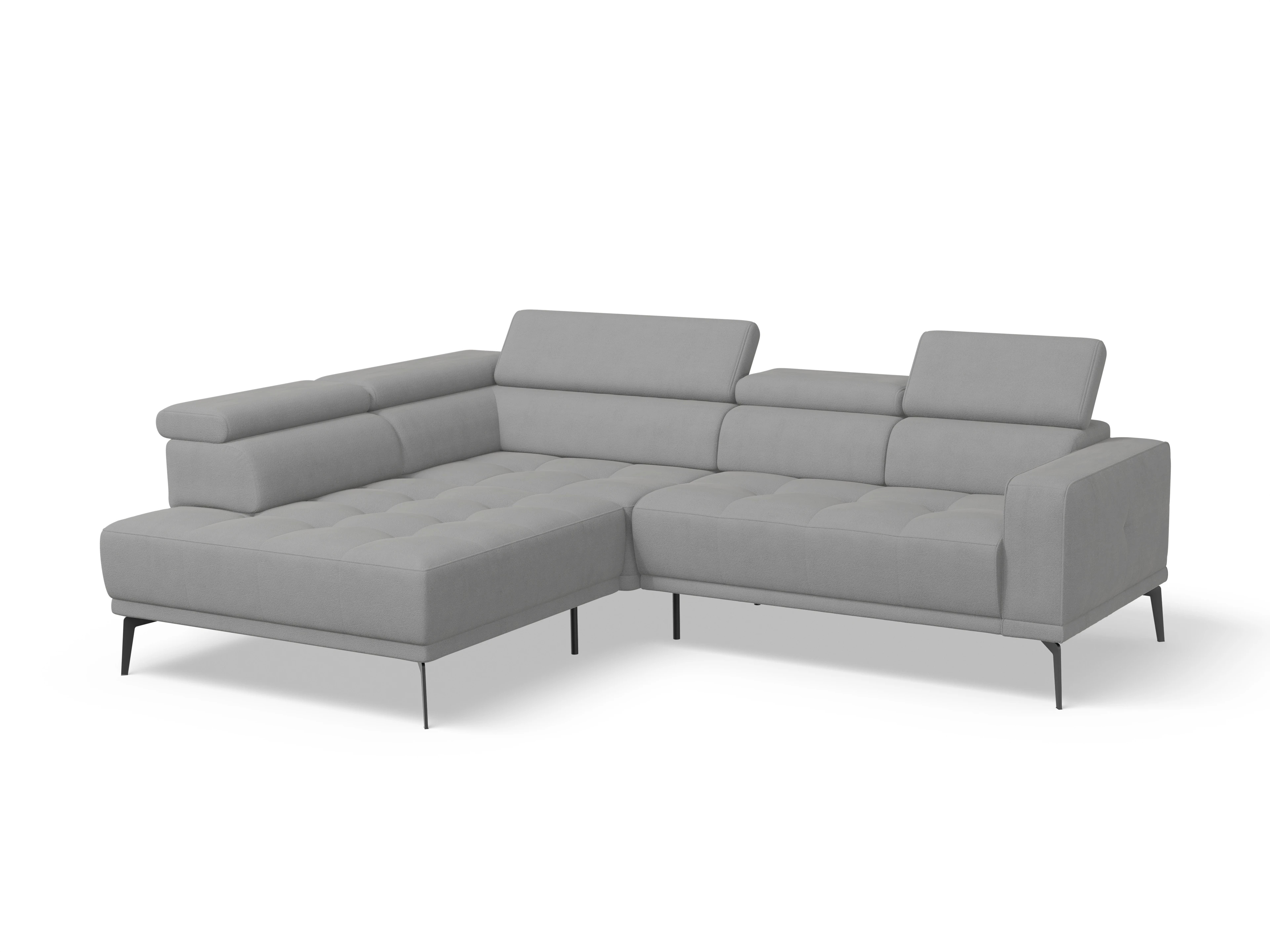 Ansicht des Produktes Marco Ecksofa links Abschluss offen in Stoff Grau