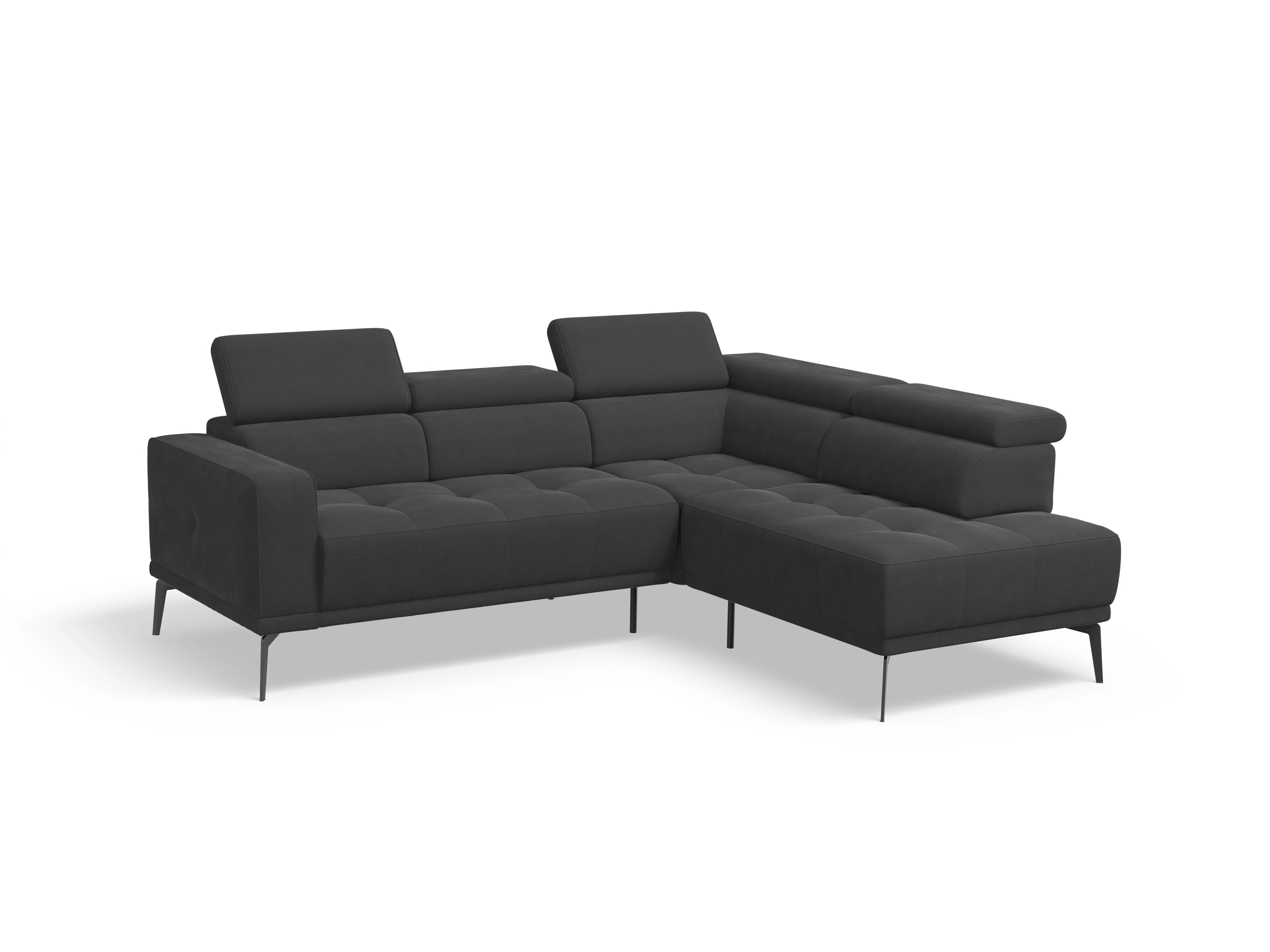 Ansicht des Produktes Marco Ecksofa rechts Abschluss offen in Stoff Schwarz