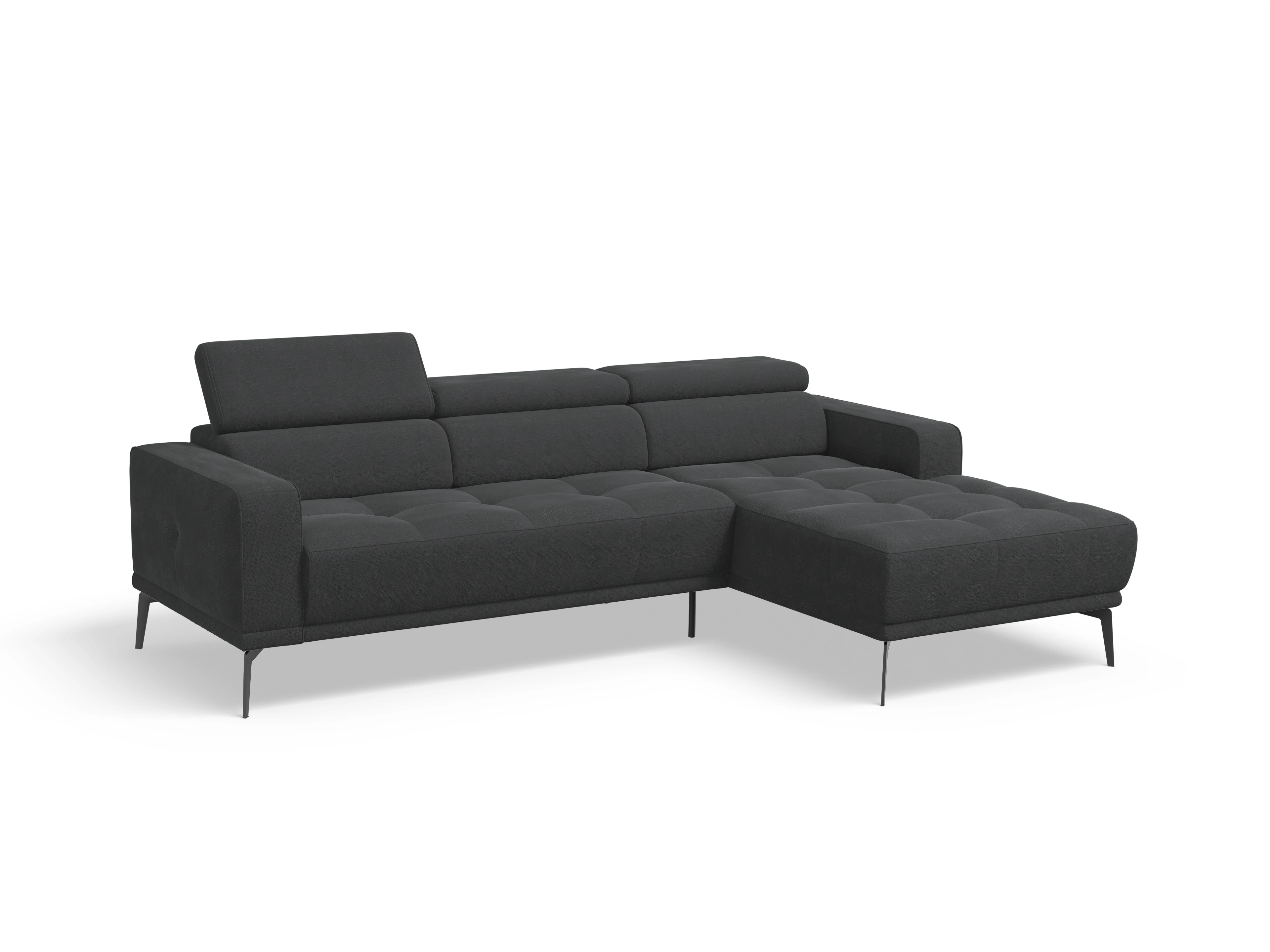 Ansicht des Produktes Marco Ecksofa rechts Abschluss offen in Stoff Schwarz
