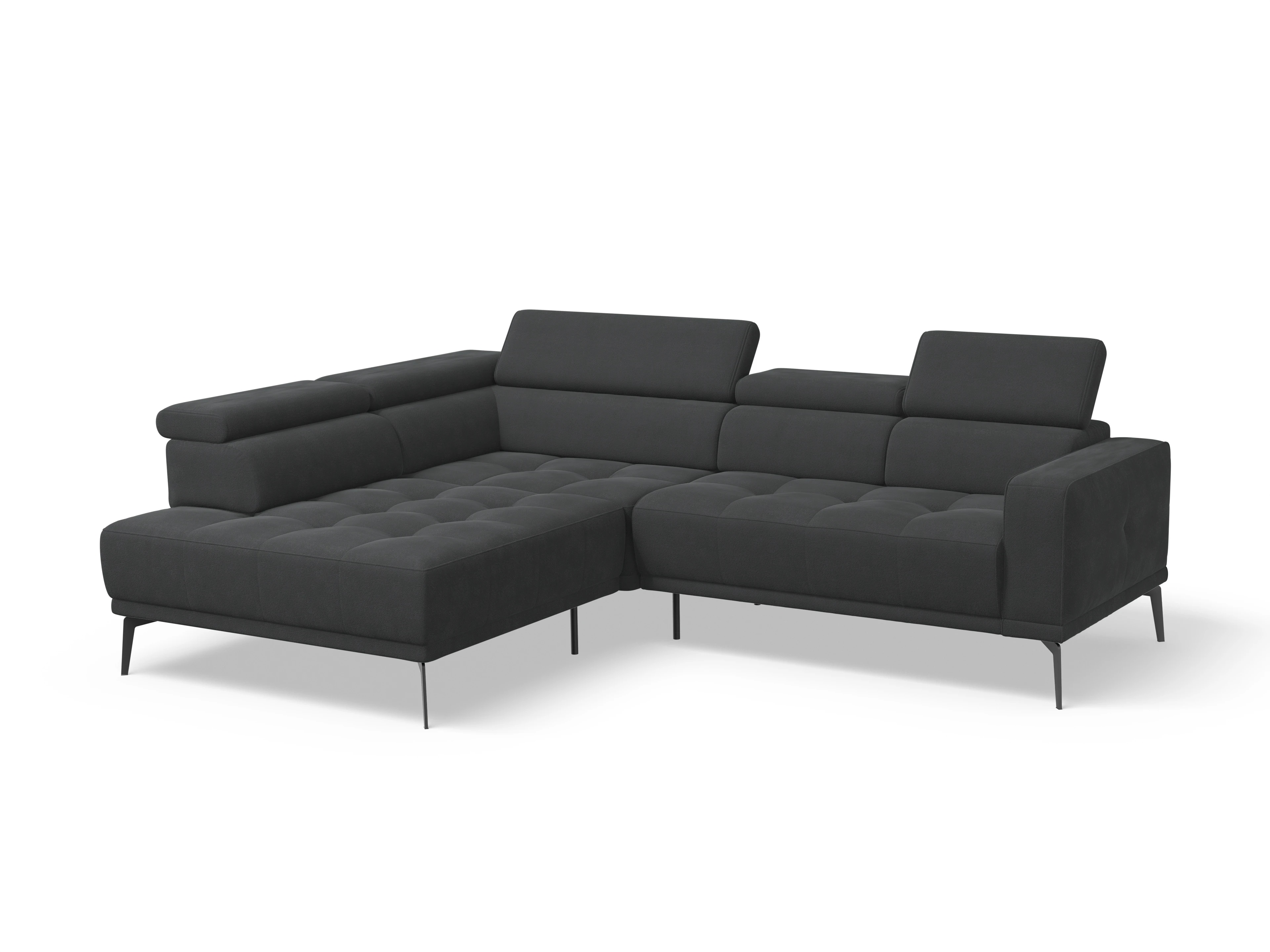 Ansicht des Produktes Marco Ecksofa links Abschluss offen in Stoff Schwarz