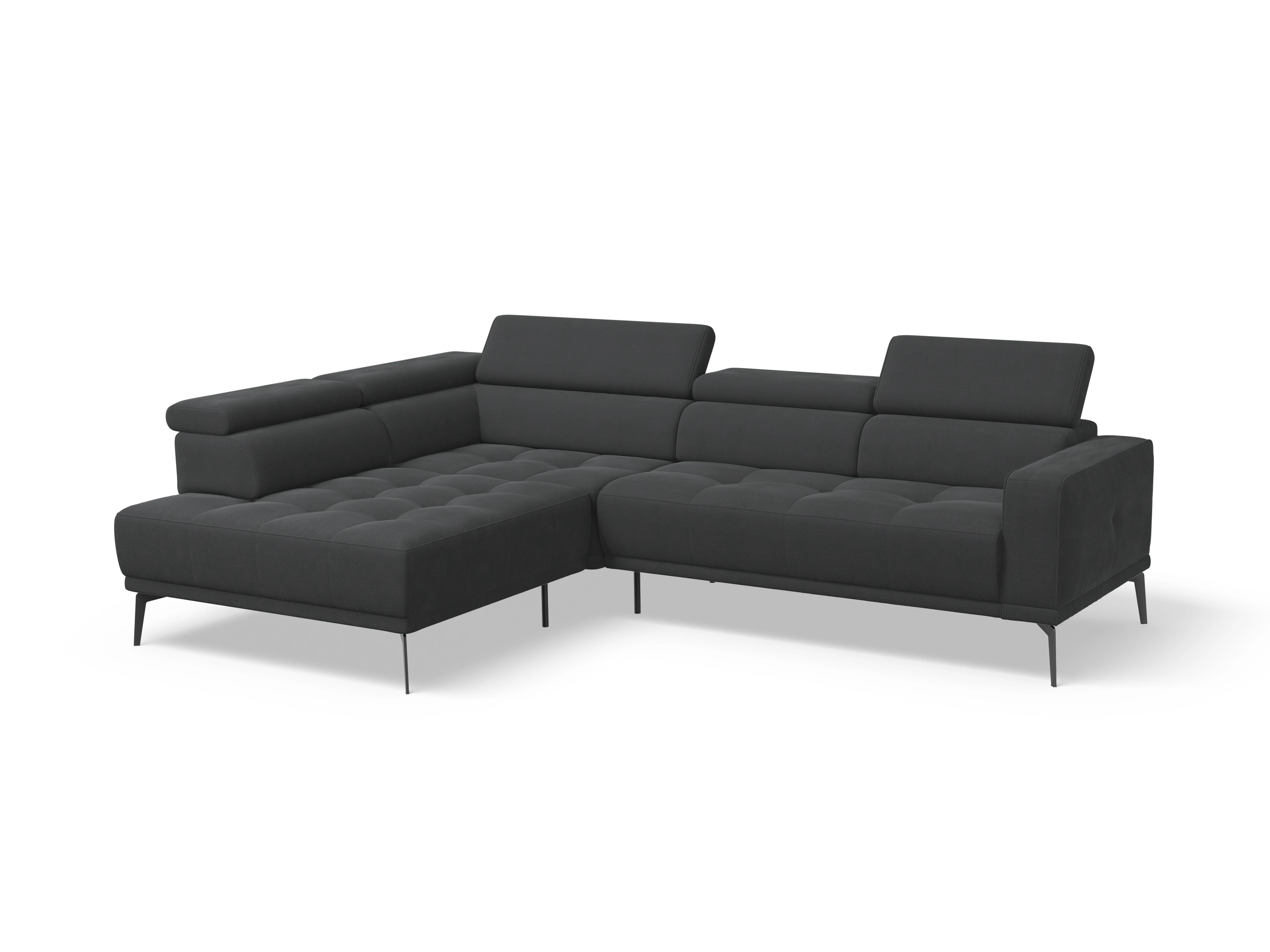 Ansicht des Produktes Marco Ecksofa links Abschluss offen in Stoff Schwarz