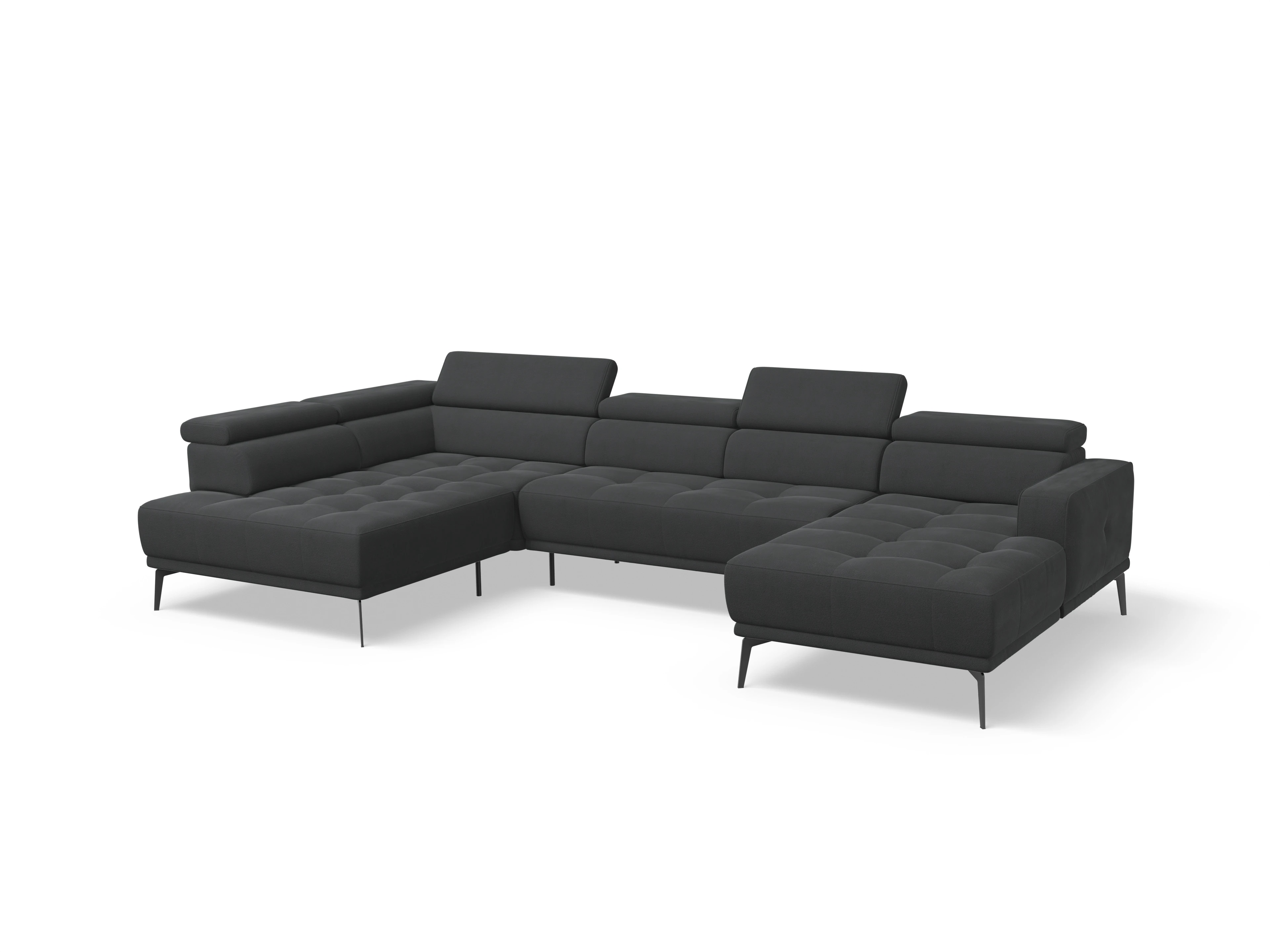 Ansicht des Produktes Marco Wohnlandschaft offen beidseitig in Stoff Schwarz