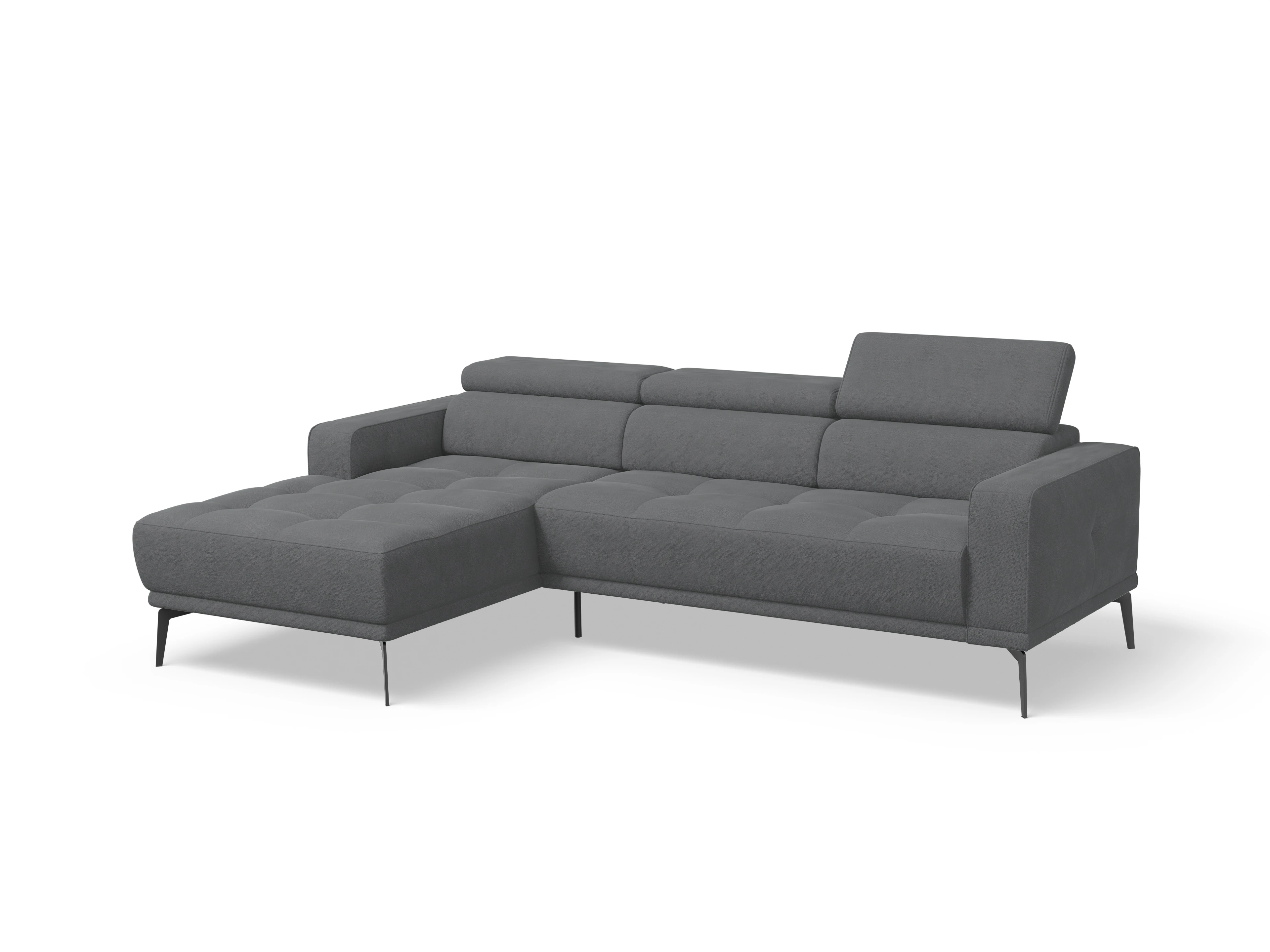 Marco LO Medium L Ansicht des Produktes Marco Ecksofa links Abschluss offen in Stoff Grau