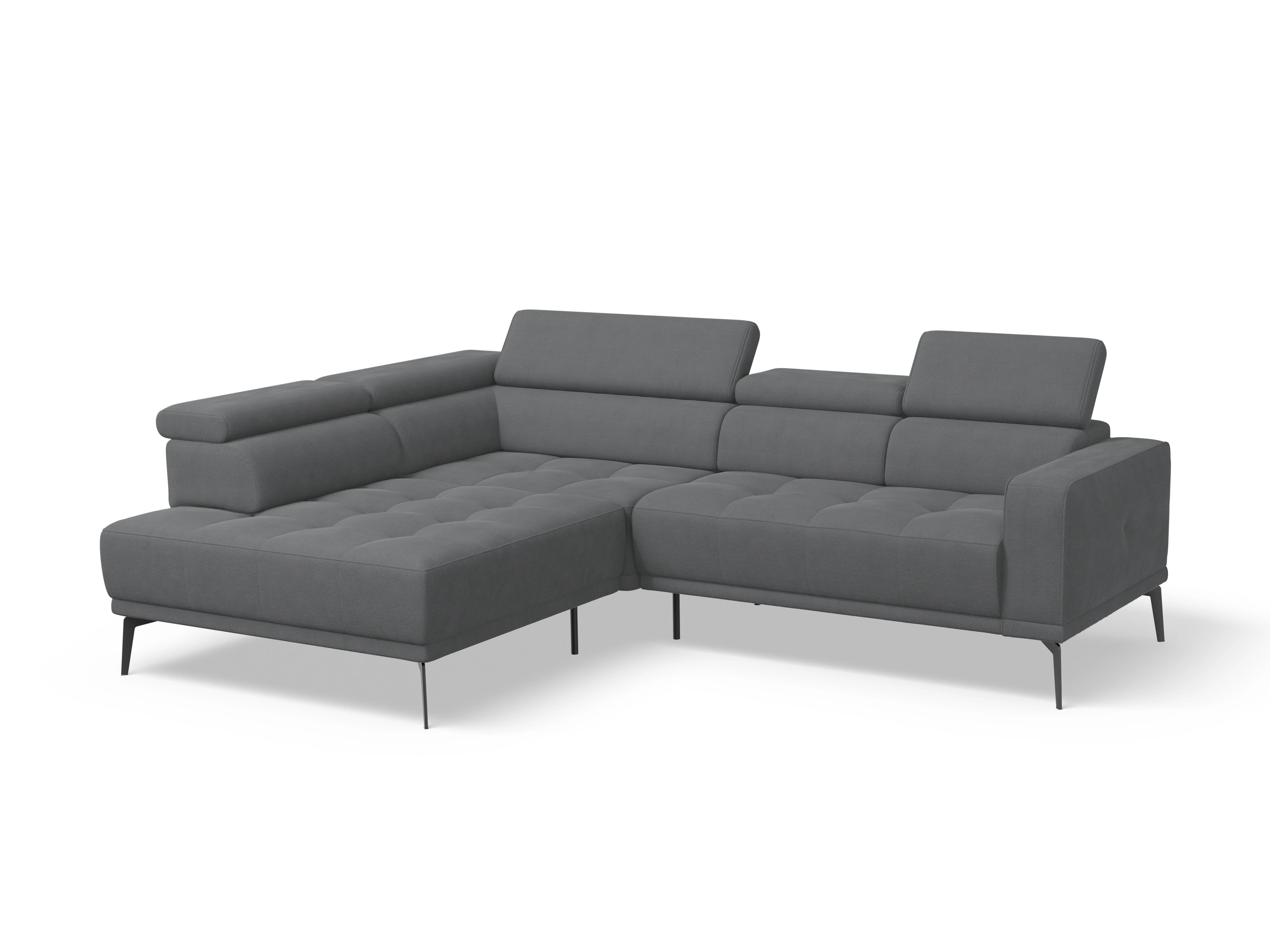Ansicht des Produktes Marco Ecksofa links Abschluss offen in Stoff Grau