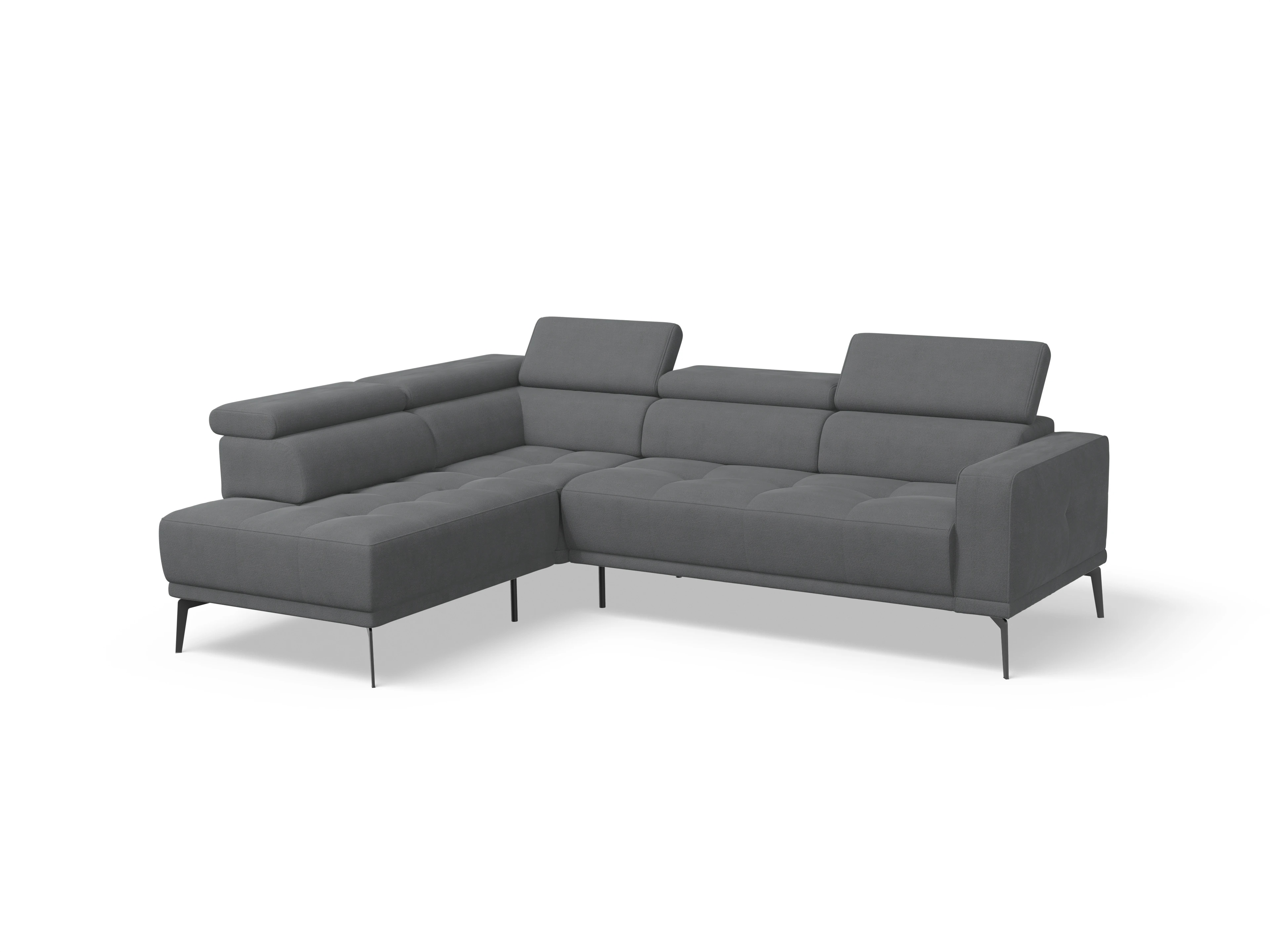 Ansicht des Produktes Marco Ecksofa links Abschluss offen in Stoff Grau