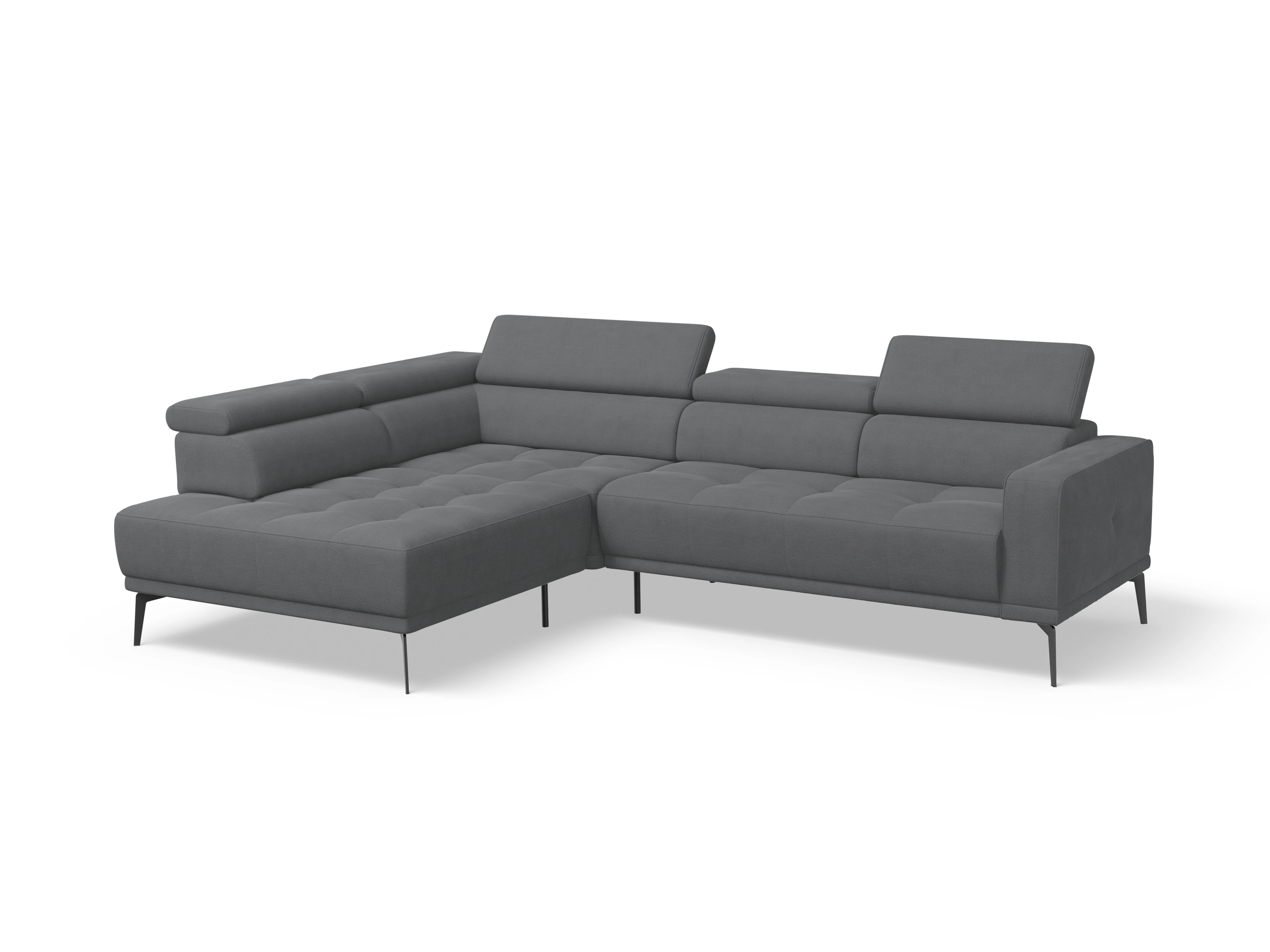 Marco Aho gr Medium L (mit Funktionen) Ansicht des Produktes Marco Ecksofa links Abschluss offen in Stoff Grau