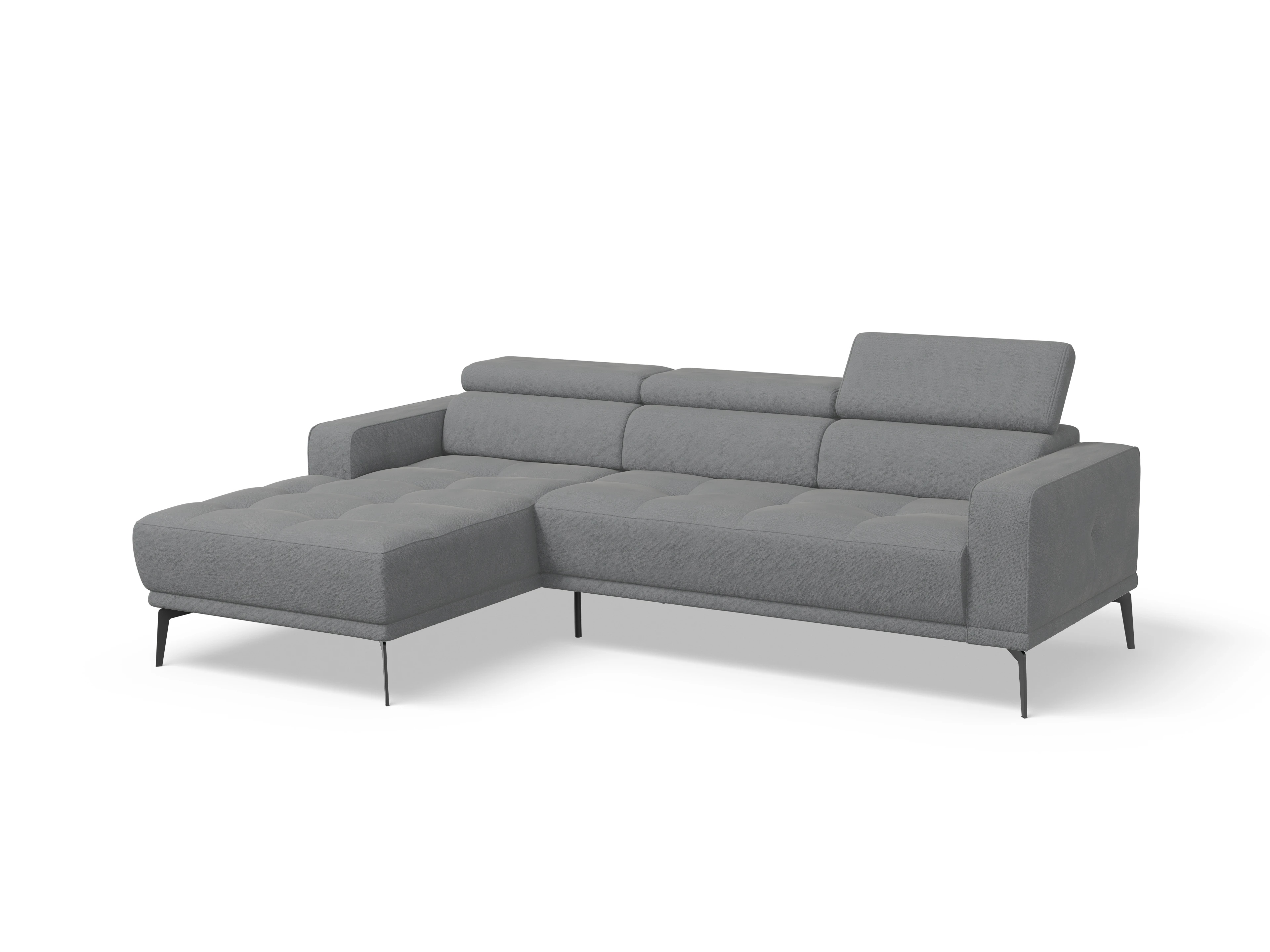 Ansicht des Produktes Marco Ecksofa links Abschluss offen in Stoff Grau