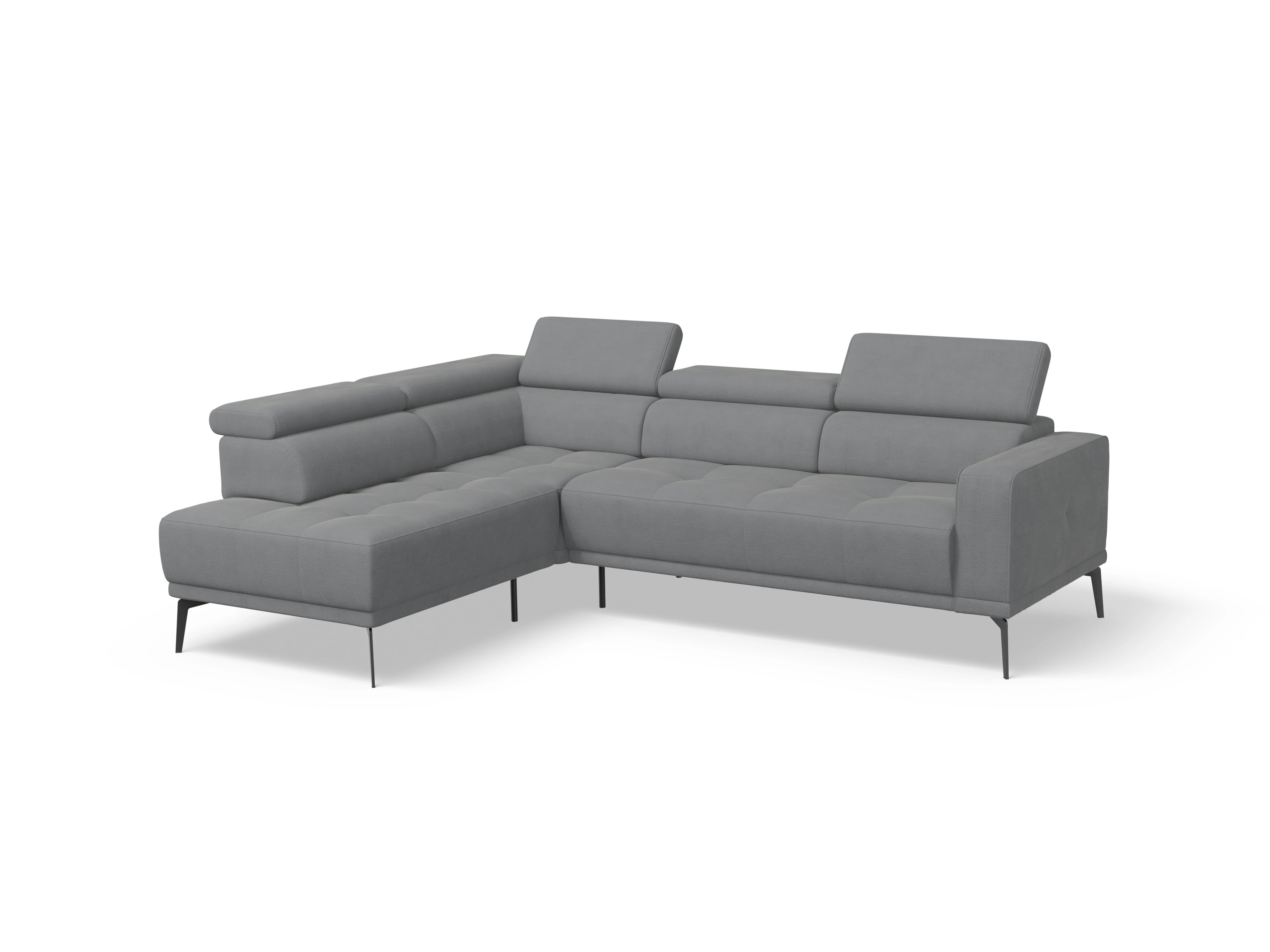 Ansicht des Produktes Marco Ecksofa links Abschluss offen in Stoff Grau
