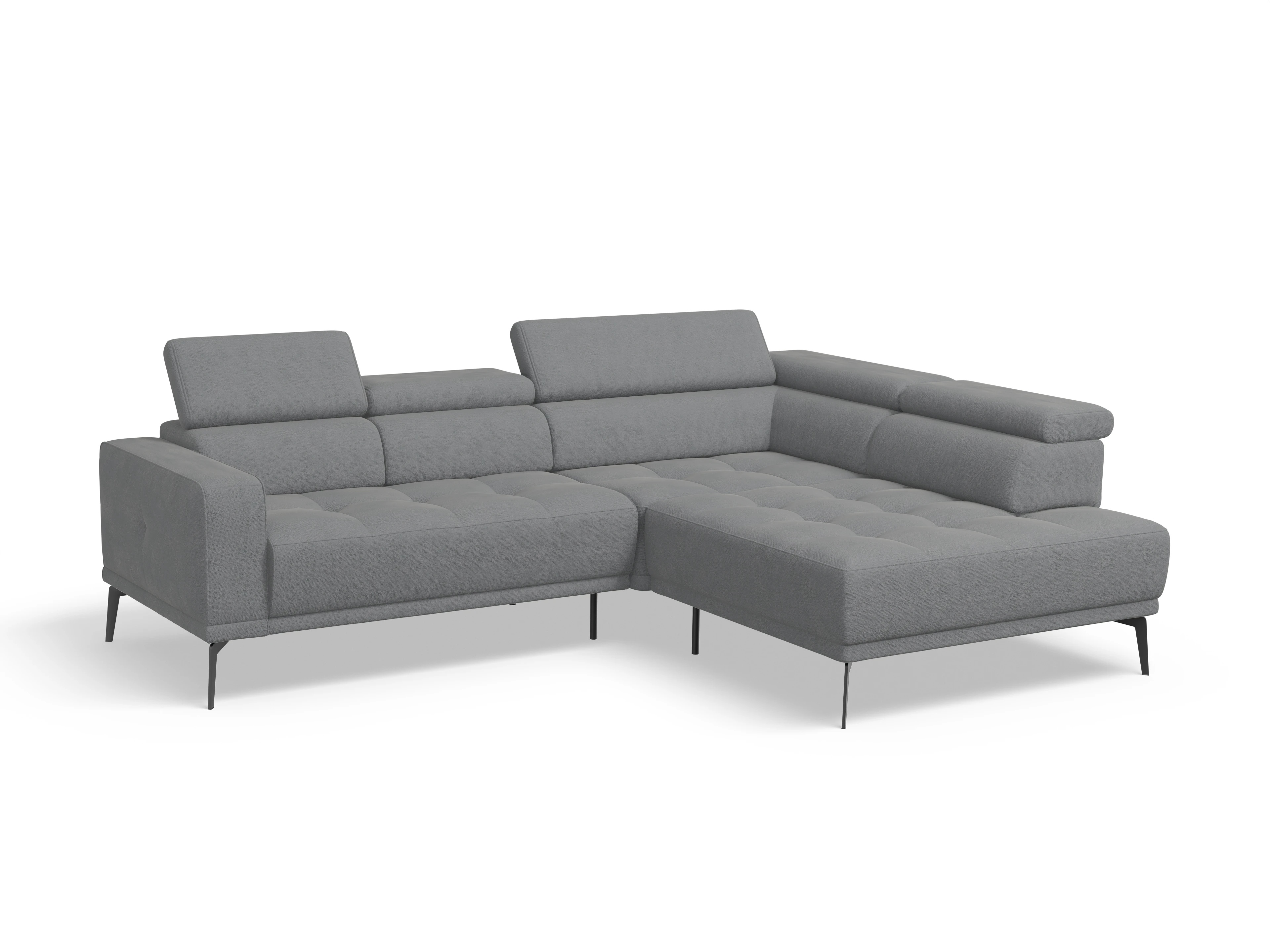 Marco Aho gr Small R (mit Funktionen) Ansicht des Produktes Marco Ecksofa rechts Abschluss offen in Stoff Grau