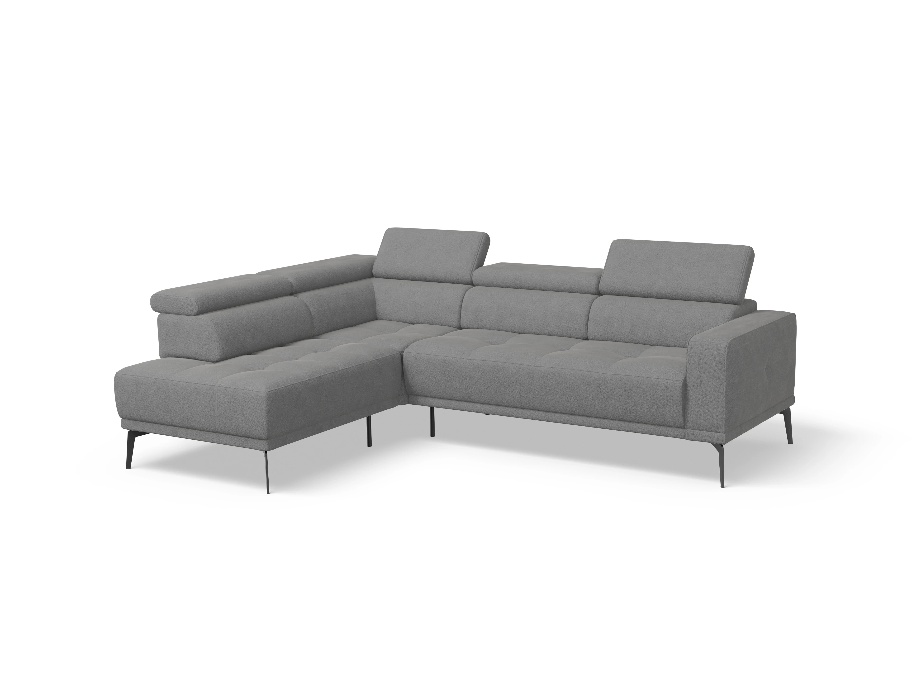 Marco Aho kl Medium L Ansicht des Produktes Marco Ecksofa links Abschluss offen in Stoff Grau