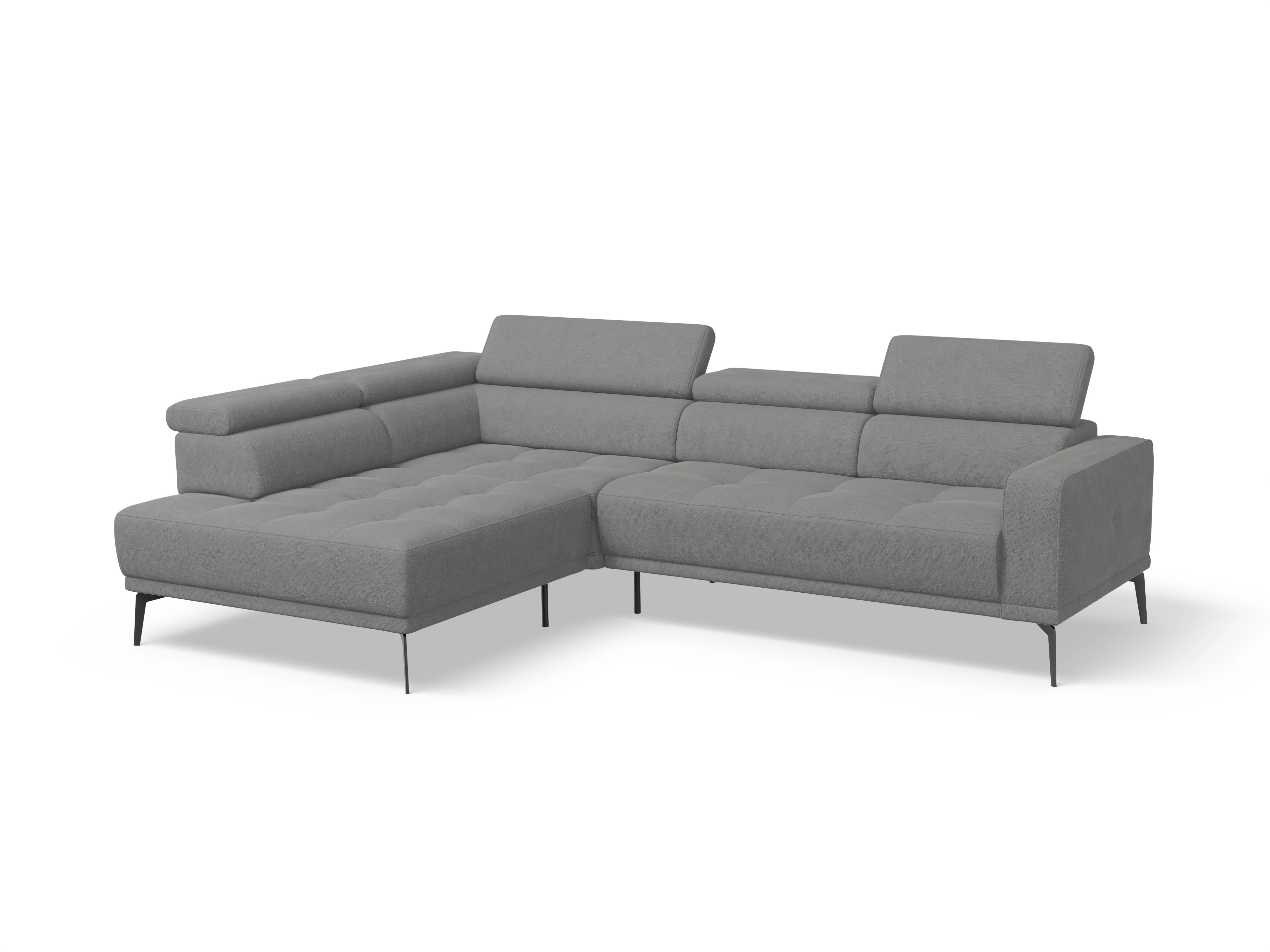 Ansicht des Produktes Marco Ecksofa links Abschluss offen in Stoff Grau