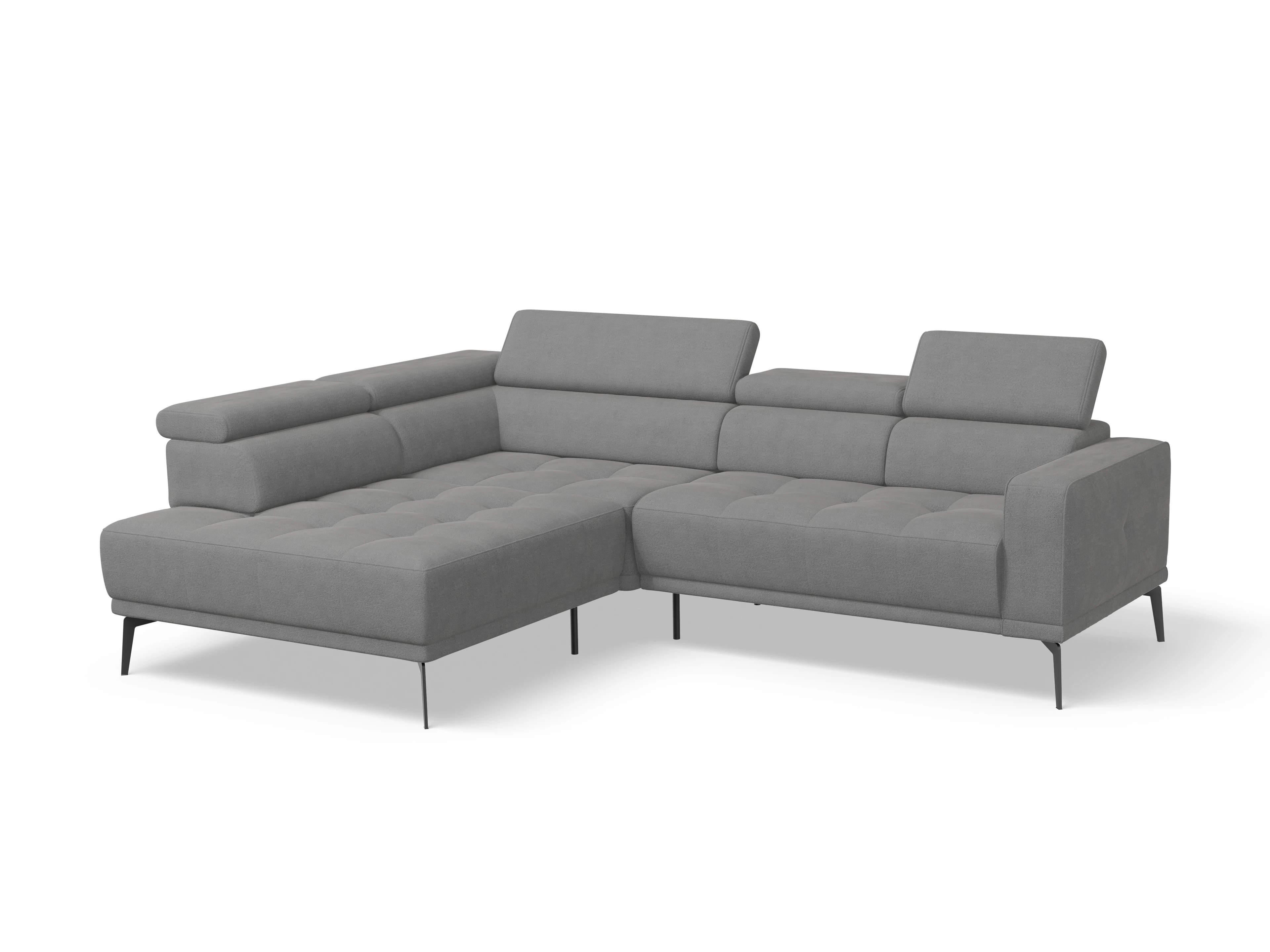 Ansicht des Produktes Marco Ecksofa links Abschluss offen in Stoff Grau