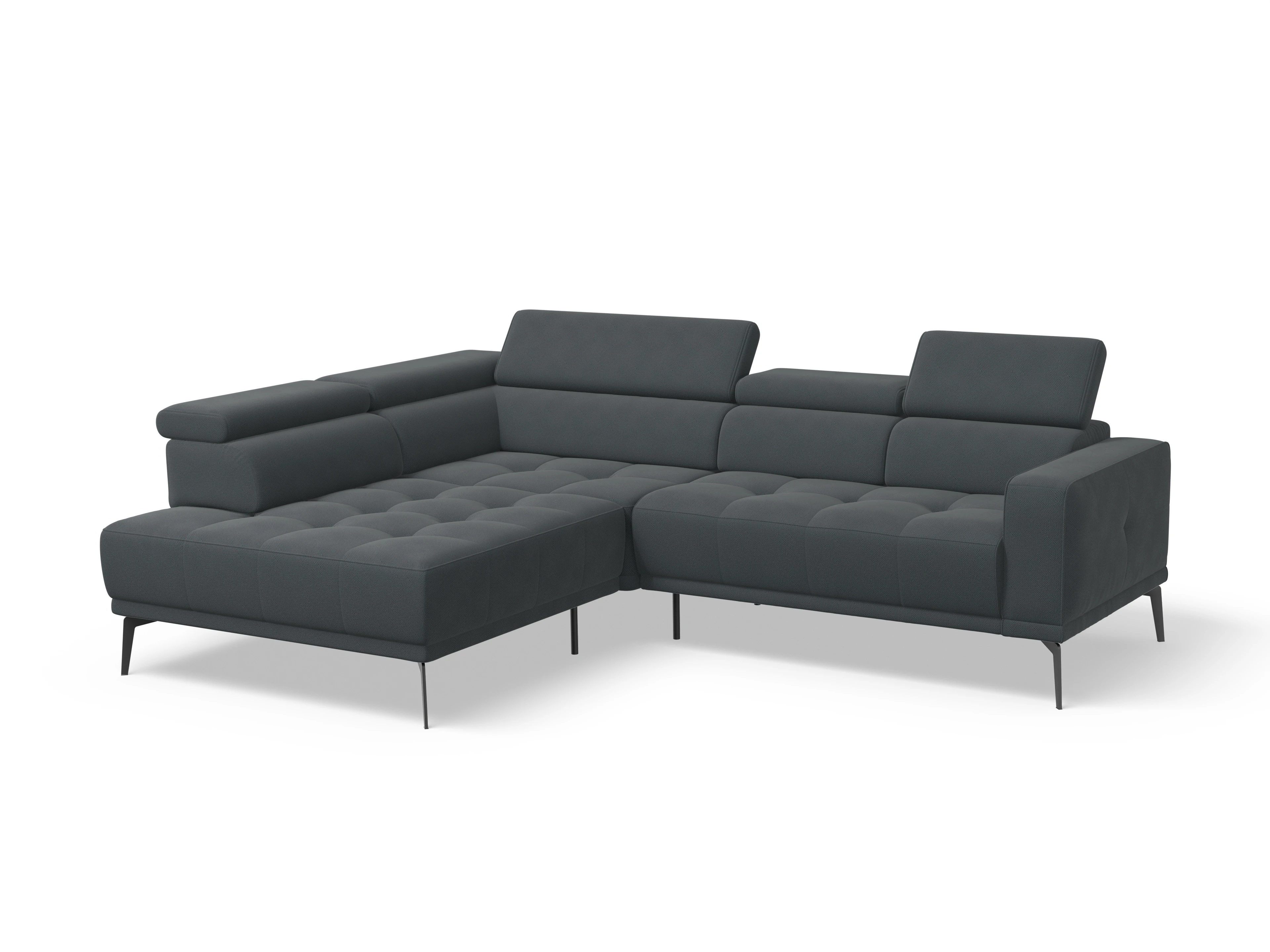 Ansicht des Produktes Marco Ecksofa links Abschluss offen in Stoff Grau