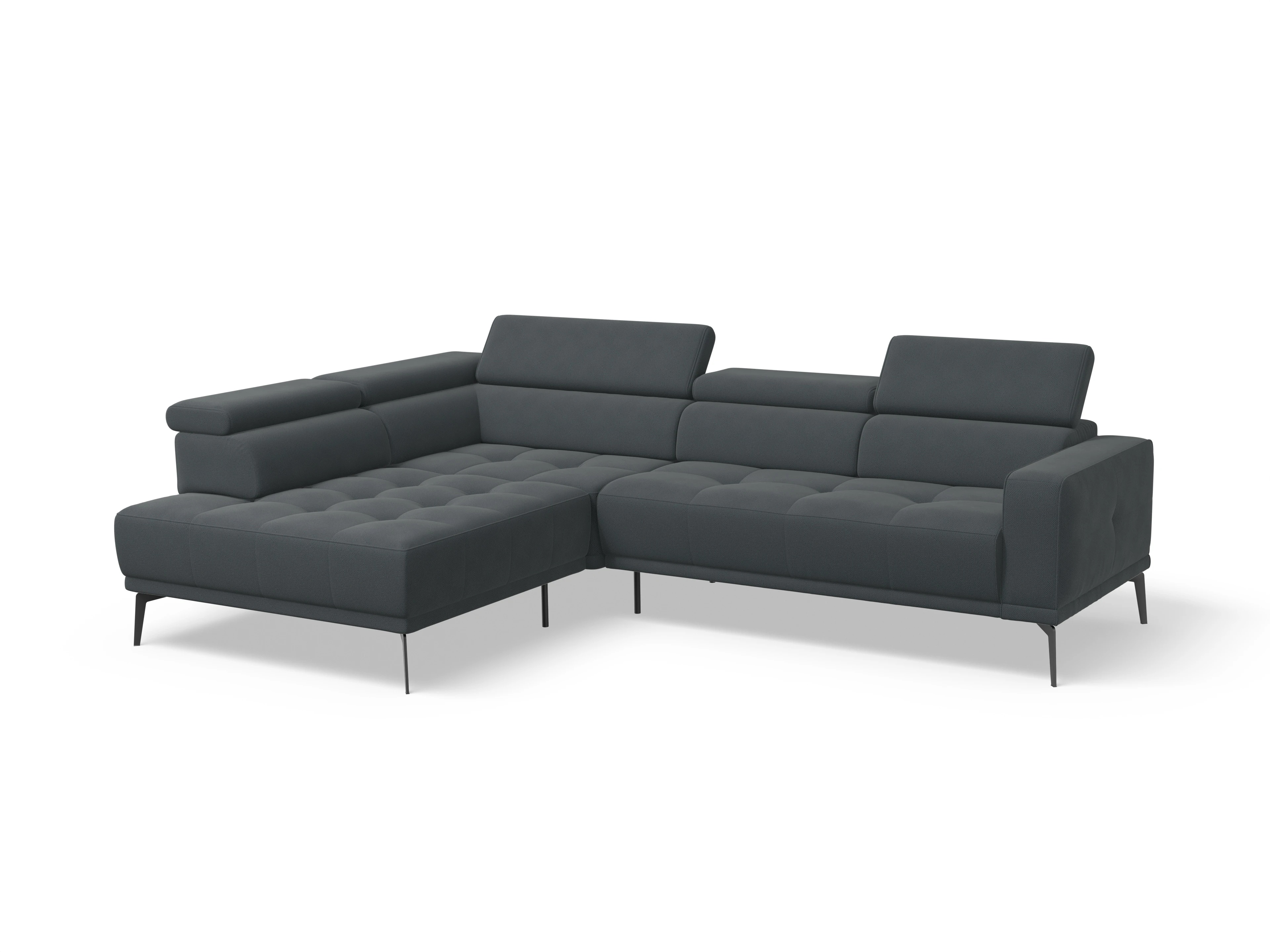 Ansicht des Produktes Marco Ecksofa links Abschluss offen in Stoff Grau