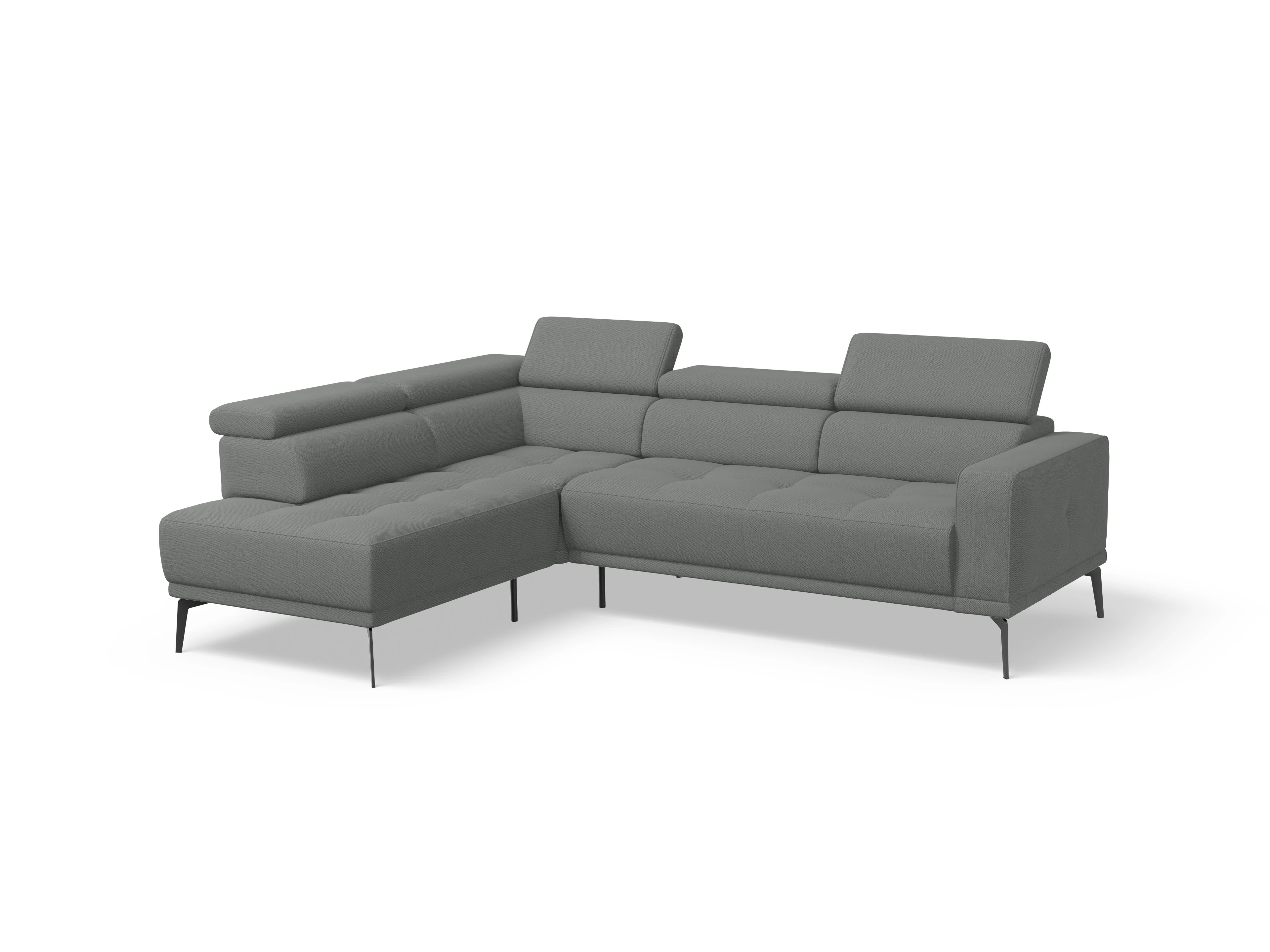 Ansicht des Produktes Marco Ecksofa links Abschluss offen in Stoff Grau