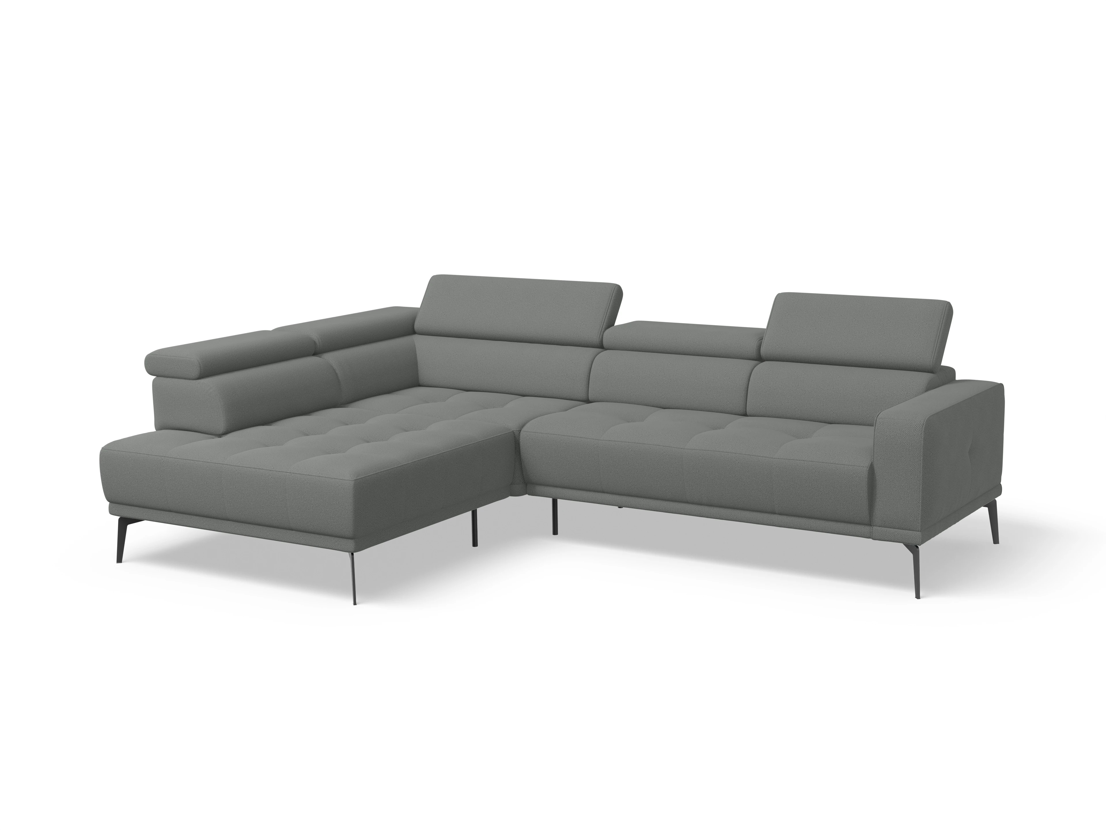 Ansicht des Produktes Marco Ecksofa links Abschluss offen in Stoff Grau