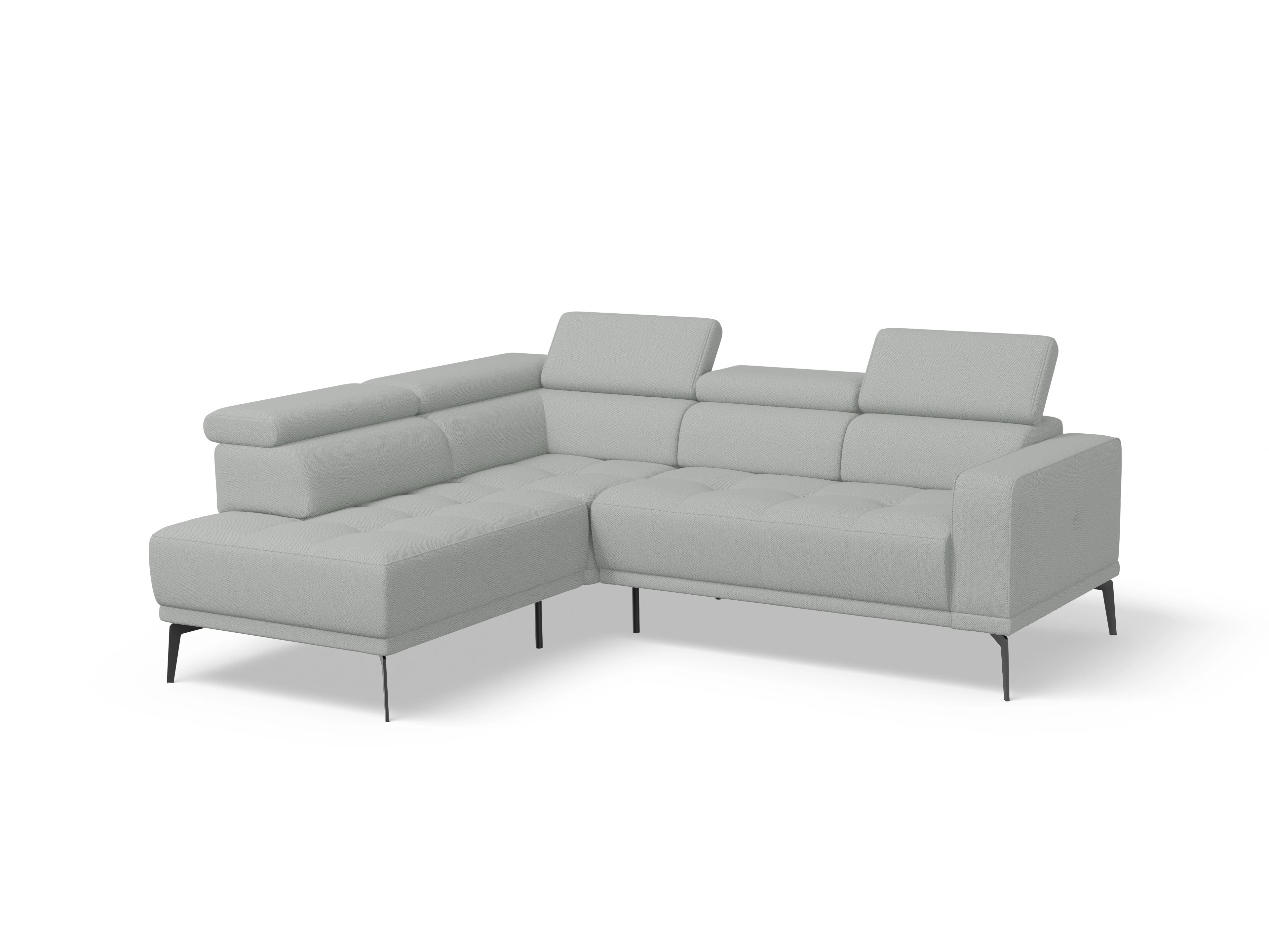 Marco Aho kl Small L Ansicht des Produktes Marco Ecksofa links Abschluss offen in Stoff Grau