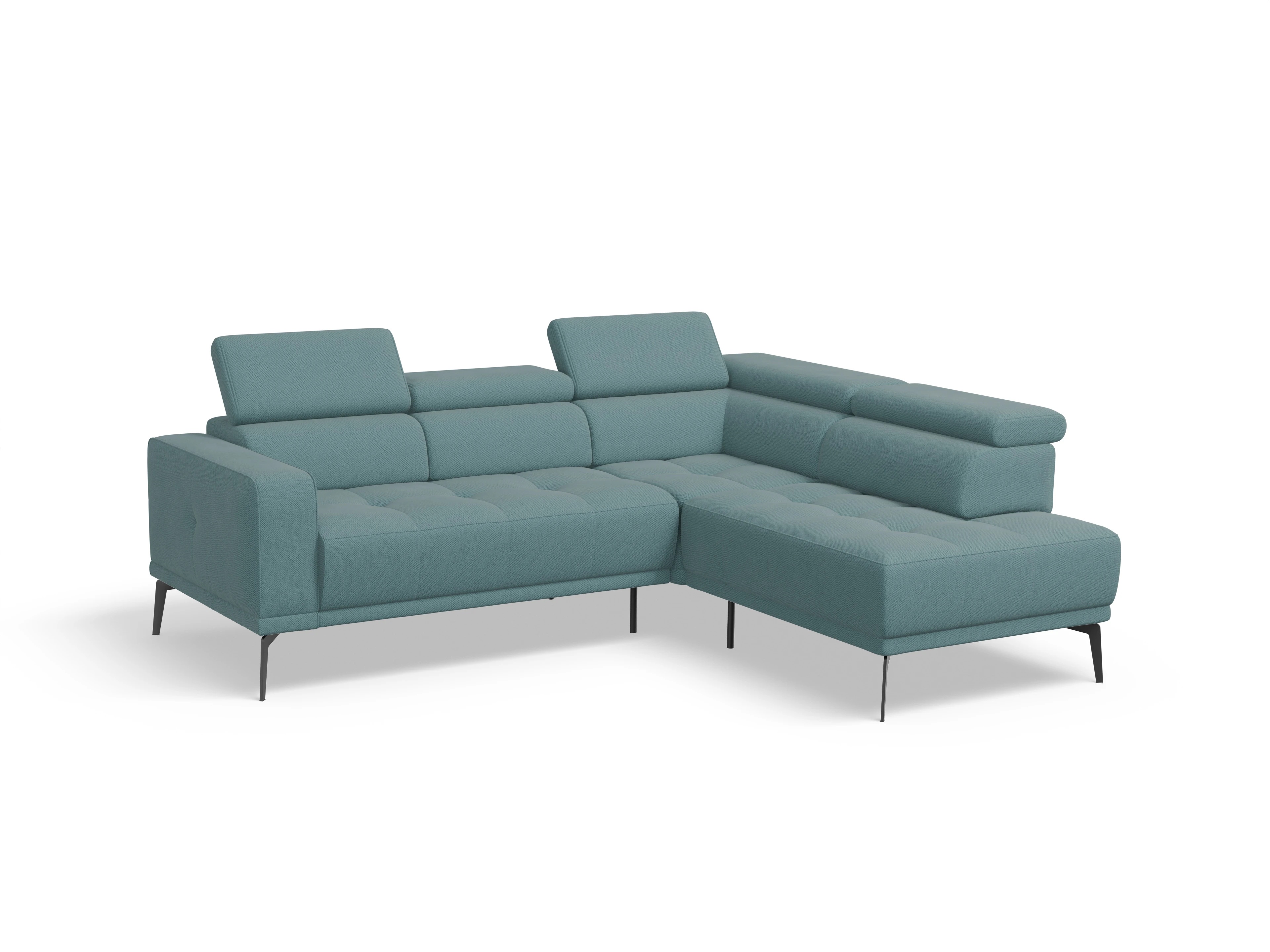 Ansicht des Produktes Marco Ecksofa rechts Abschluss offen in Stoff Blau
