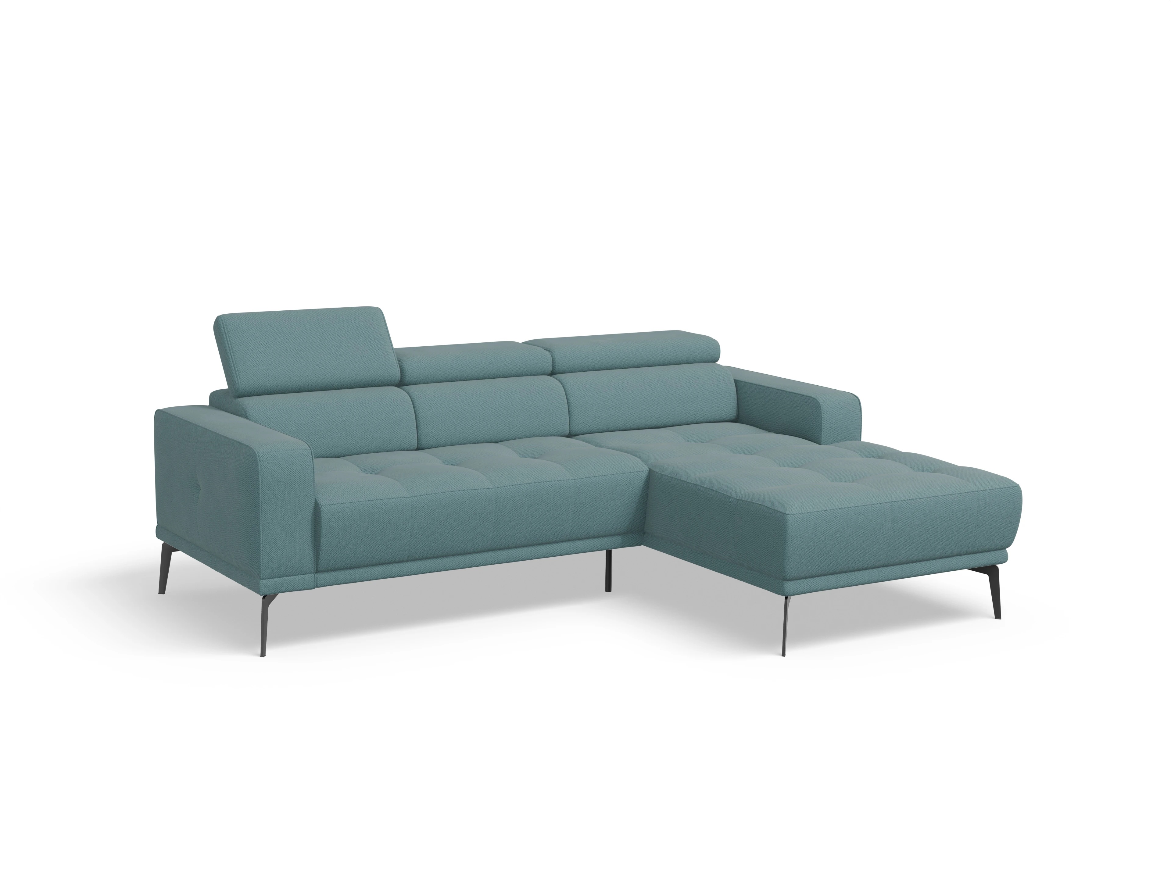 Ansicht des Produktes Marco Ecksofa rechts Abschluss offen in Stoff Blau