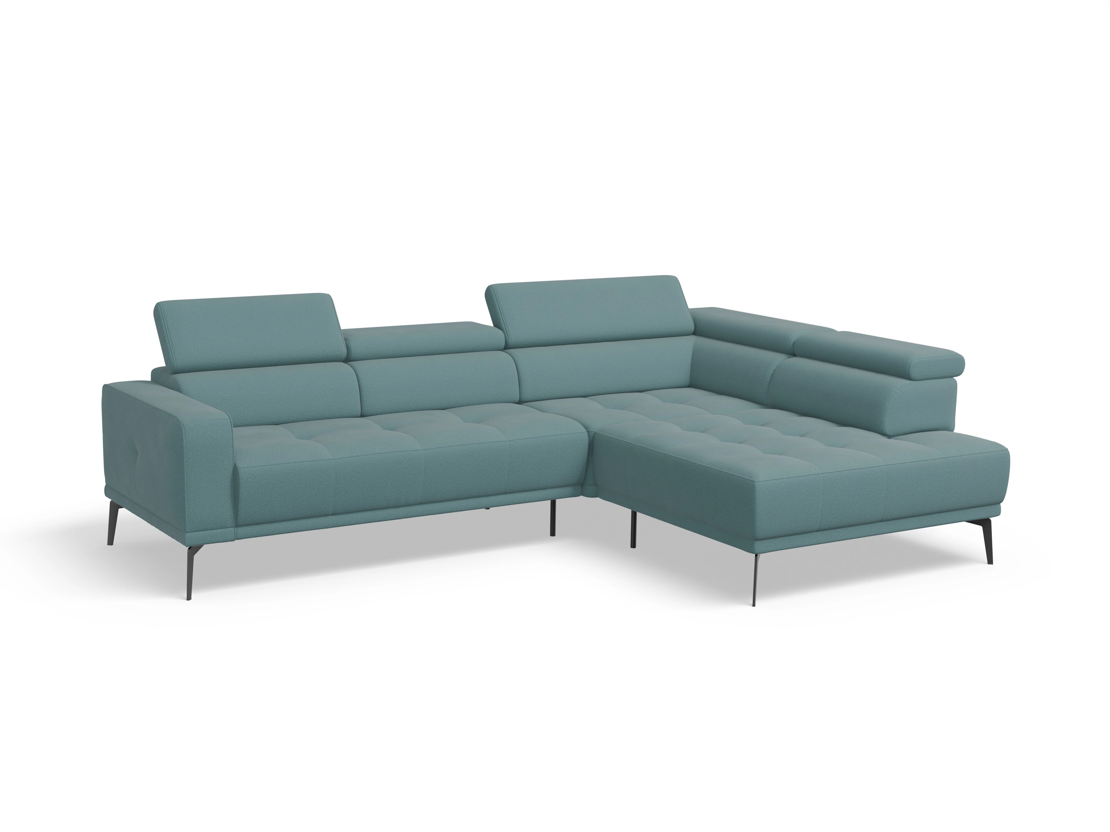Ansicht des Produktes Marco Ecksofa rechts Abschluss offen in Stoff Blau