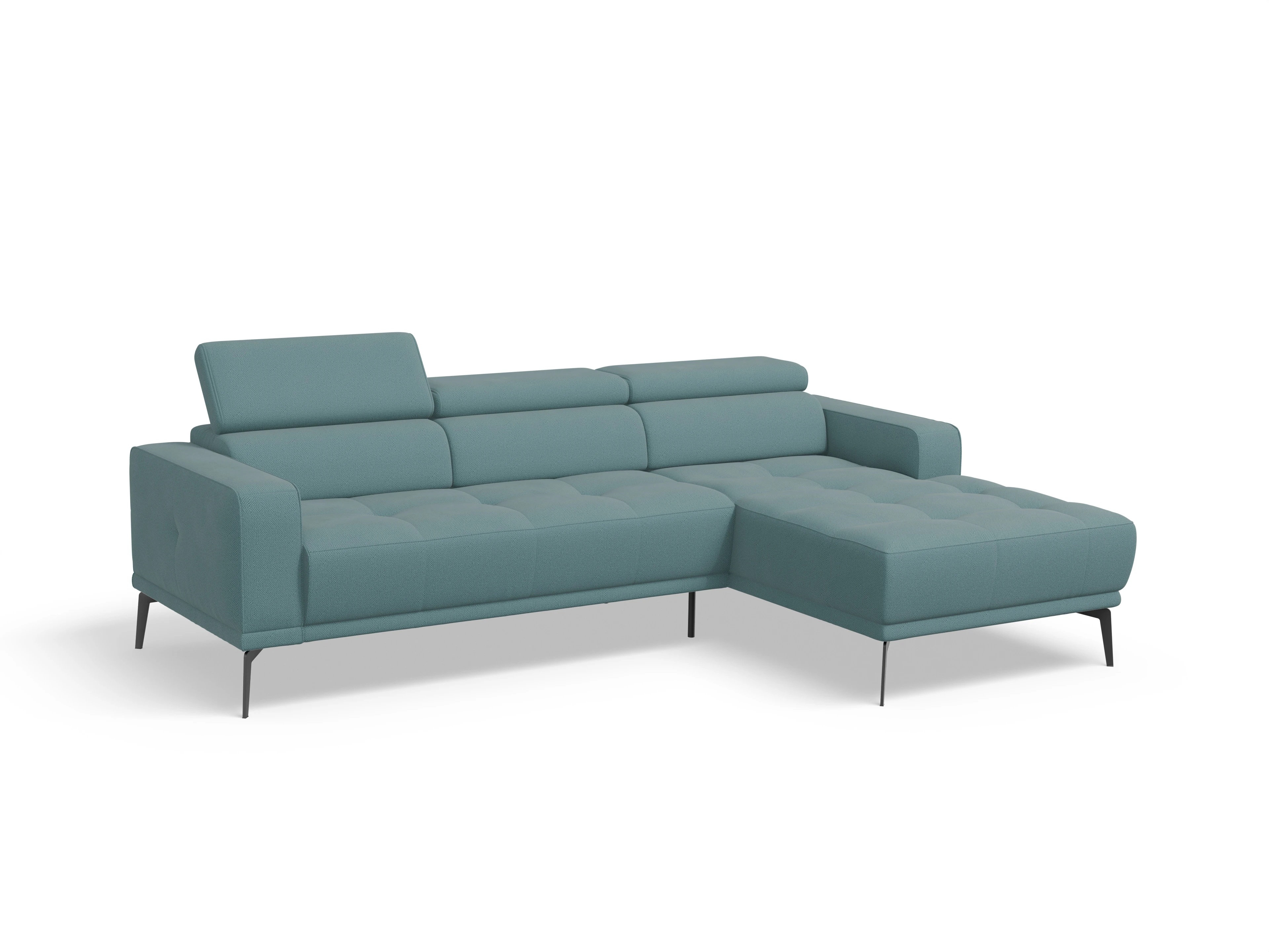 Ansicht des Produktes Marco Ecksofa rechts Abschluss offen in Stoff Blau