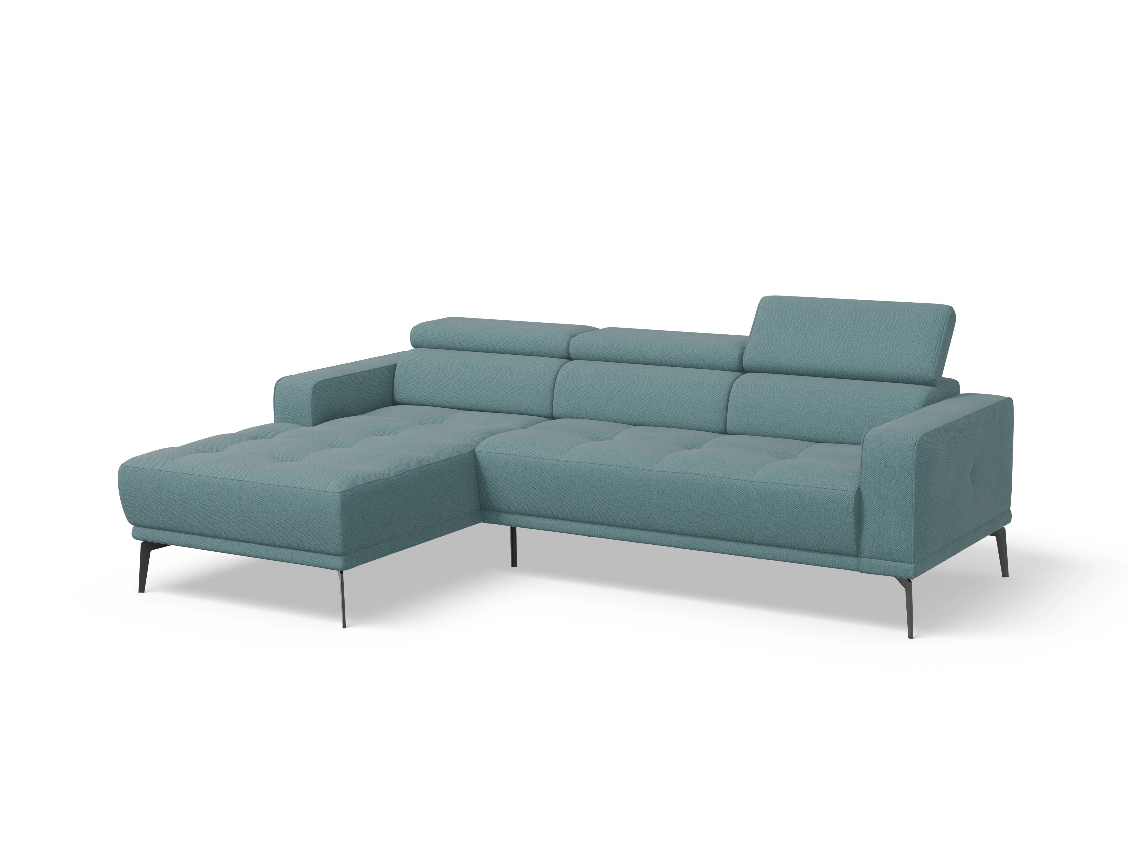 Ansicht des Produktes Marco Ecksofa links Abschluss offen in Stoff Blau