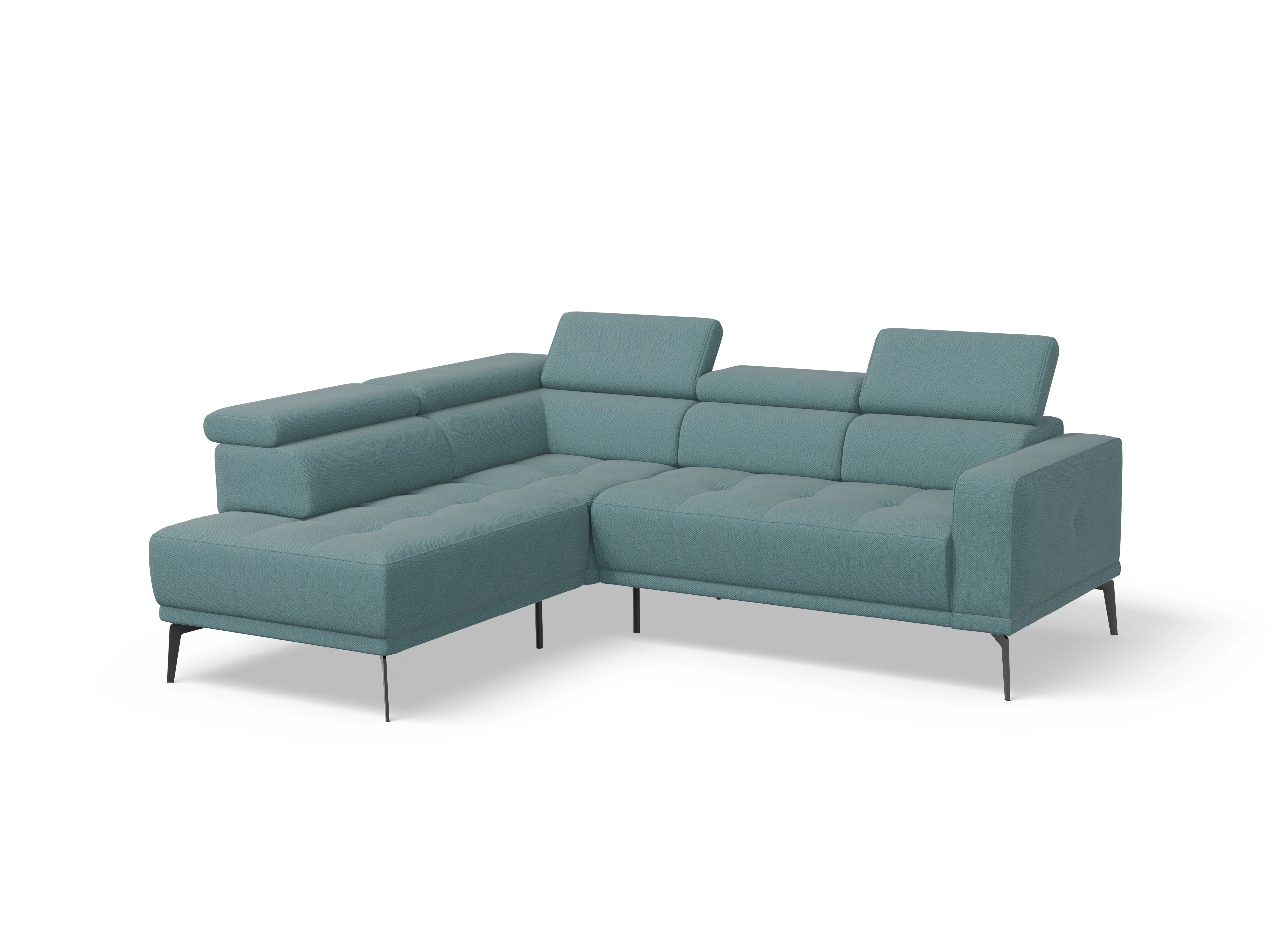 Ansicht des Produktes Marco Ecksofa links Abschluss offen in Stoff Blau