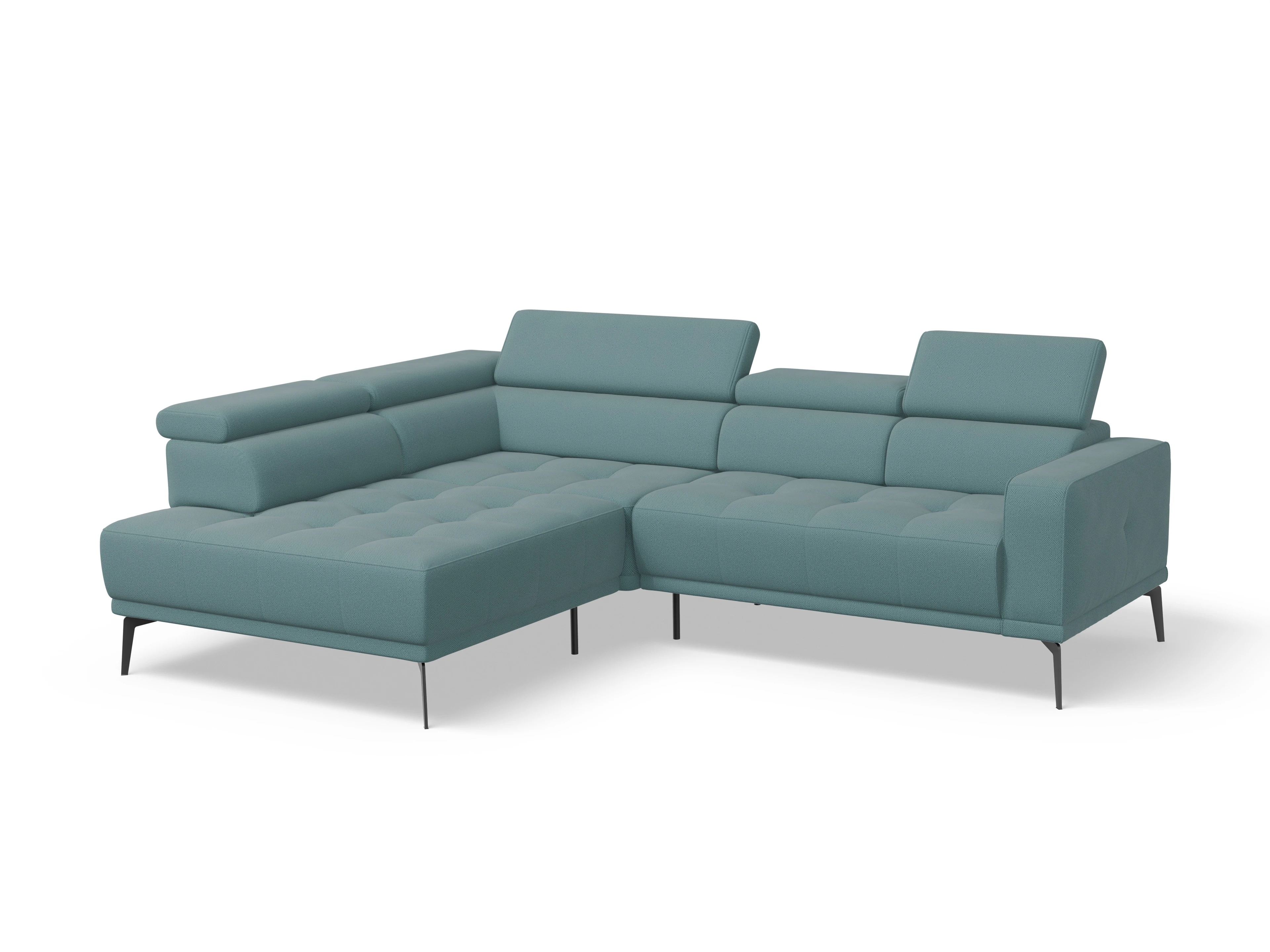 Ansicht des Produktes Marco Ecksofa links Abschluss offen in Stoff Blau