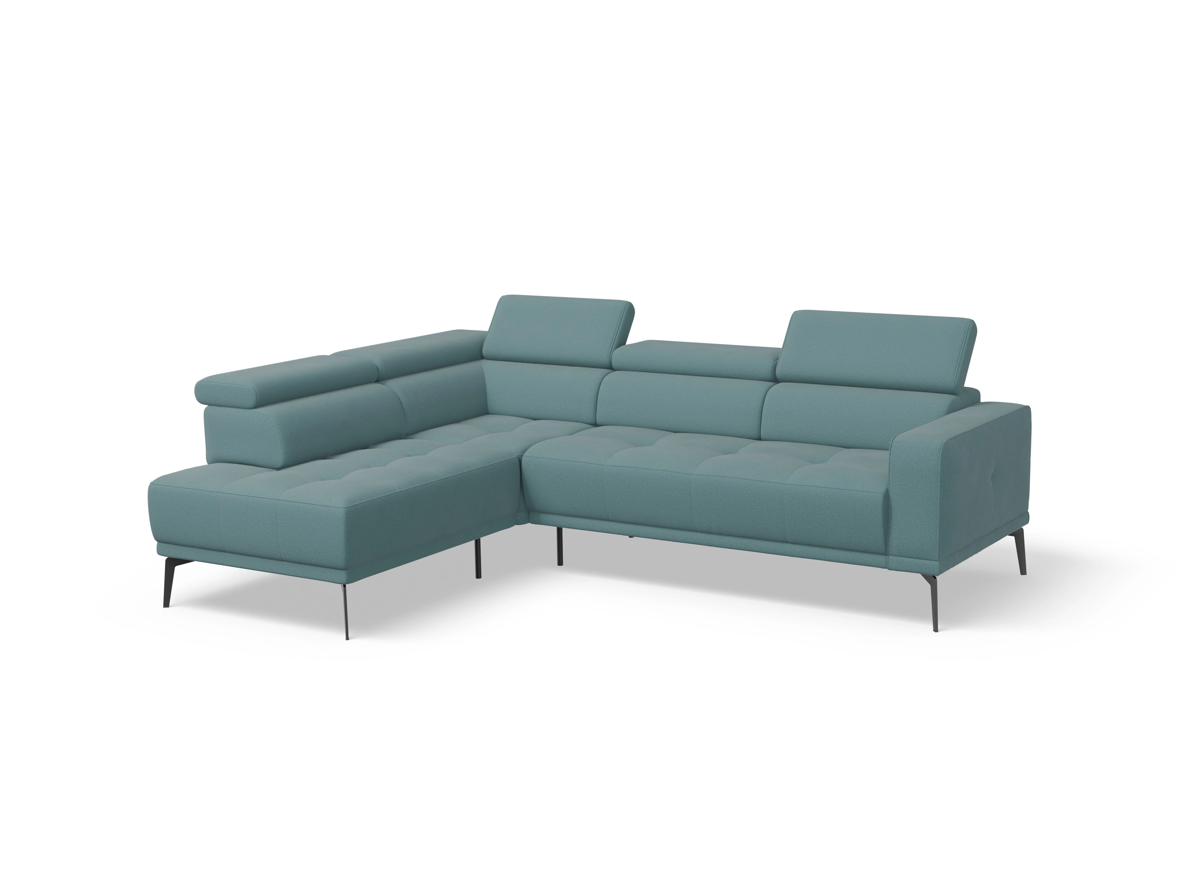 Ansicht des Produktes Marco Ecksofa links Abschluss offen in Stoff Blau