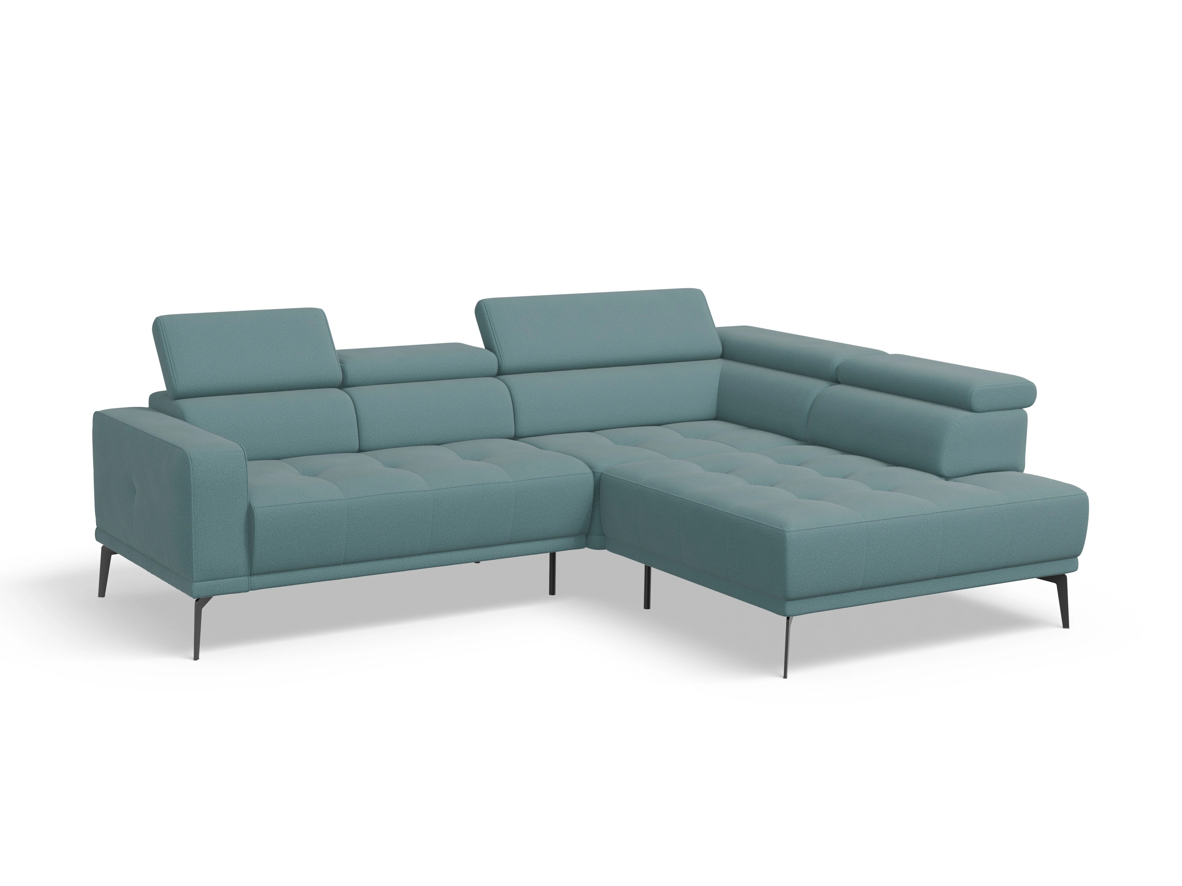 Marco Aho gr Small R (mit Funktionen) Ansicht des Produktes Marco Ecksofa rechts Abschluss offen in Stoff Blau