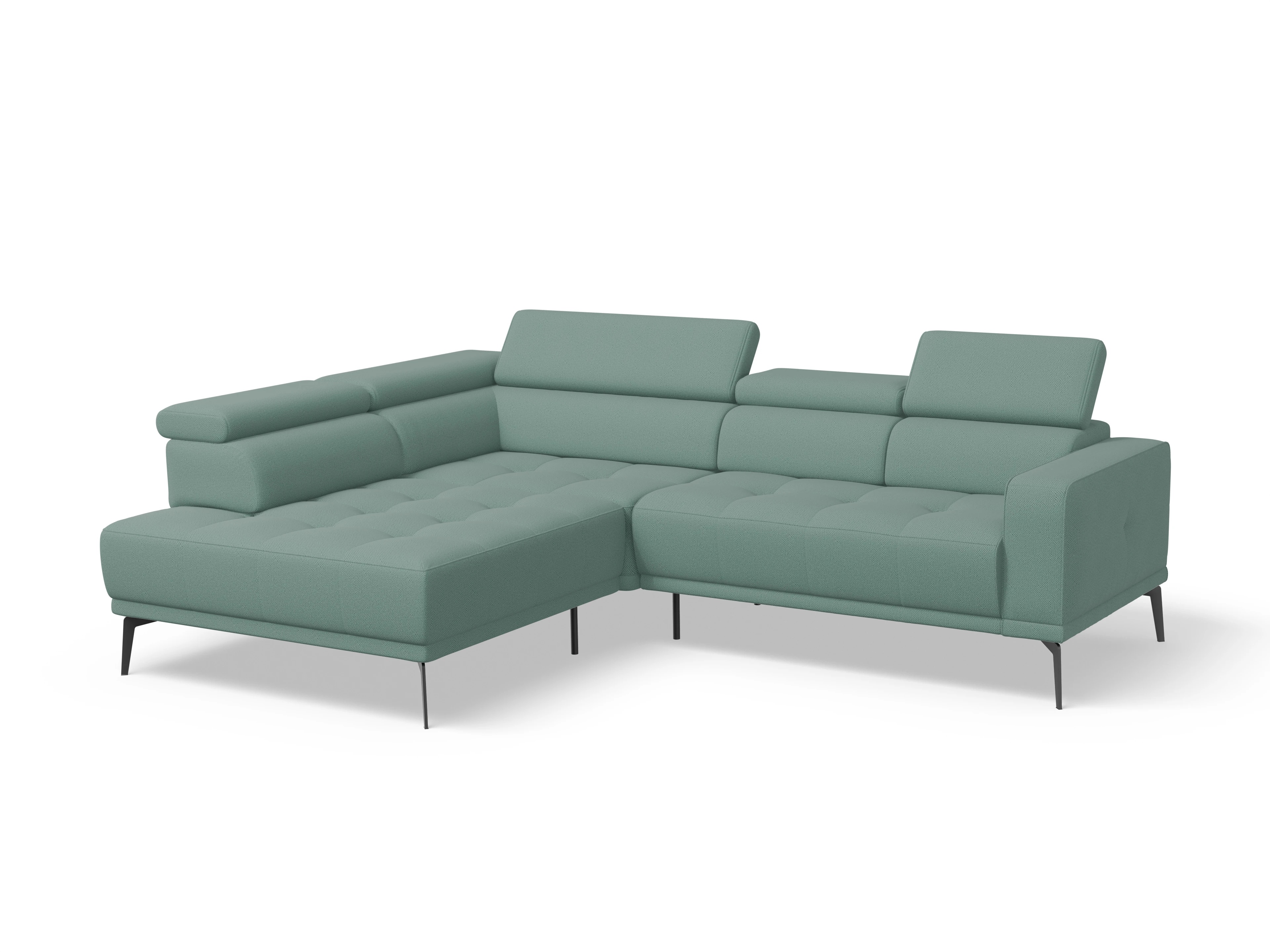 Ansicht des Produktes Marco Ecksofa links Abschluss offen in Stoff Blau