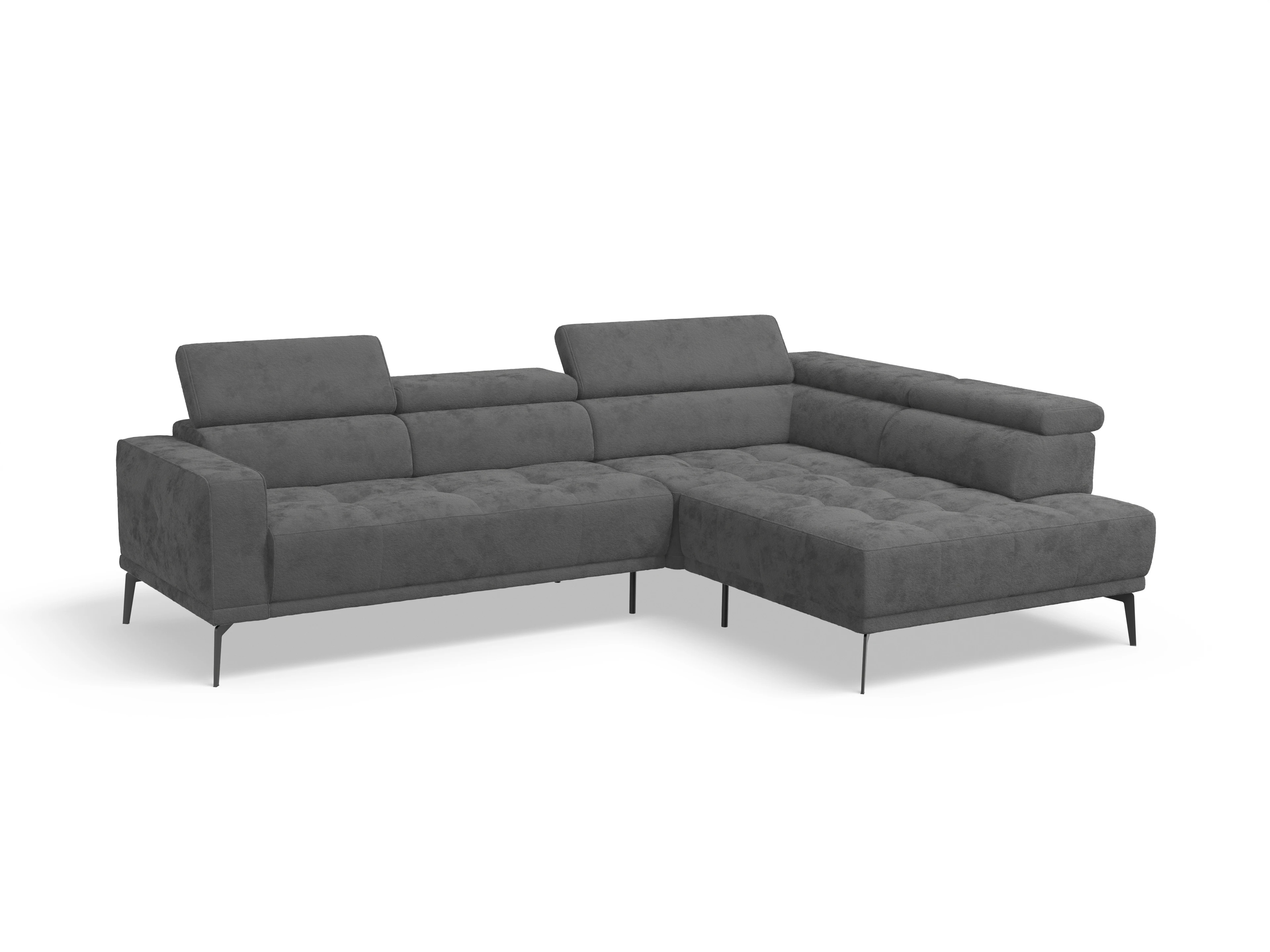 Marco Aho gr Medium R Ansicht des Produktes Marco Ecksofa rechts Abschluss offen in Stoff Grau