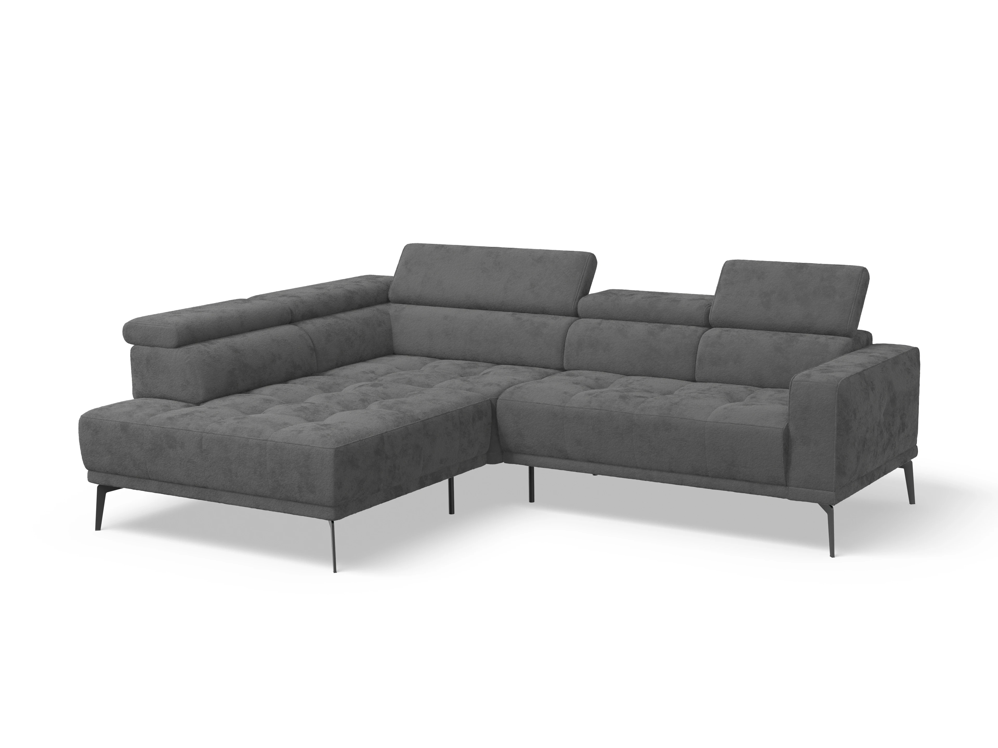 Ansicht des Produktes Marco Ecksofa links Abschluss offen in Stoff Grau