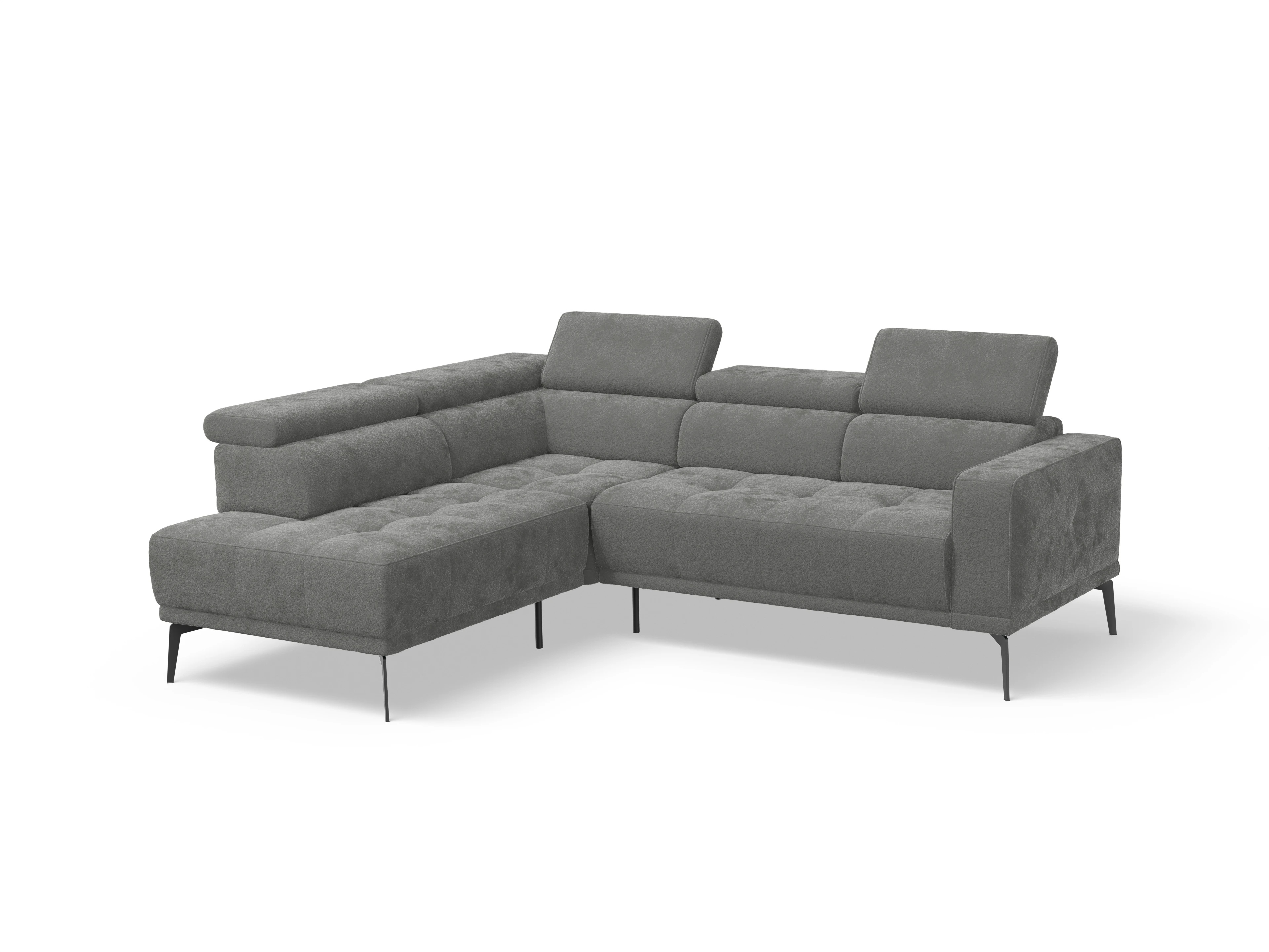 Marco Aho kl Small L Ansicht des Produktes Marco Ecksofa links Abschluss offen in Stoff Grau