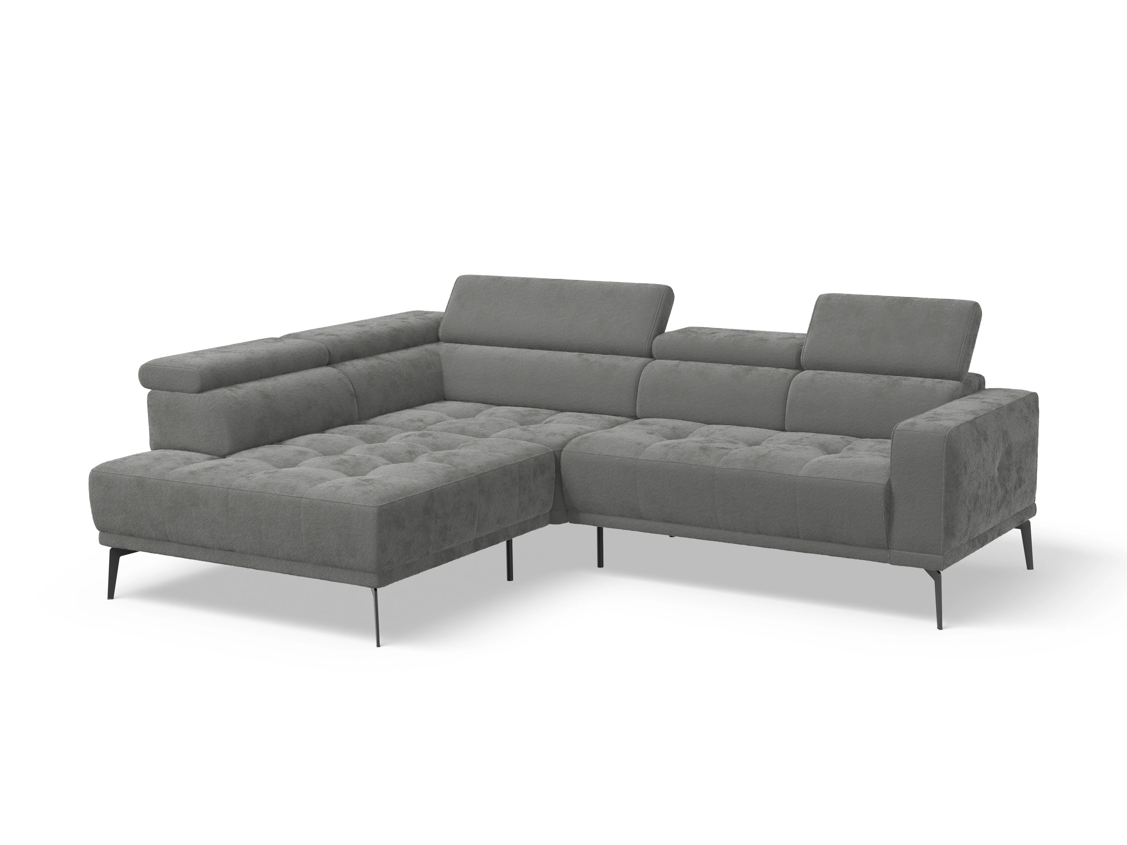 Ansicht des Produktes Marco Ecksofa links Abschluss offen in Stoff Grau