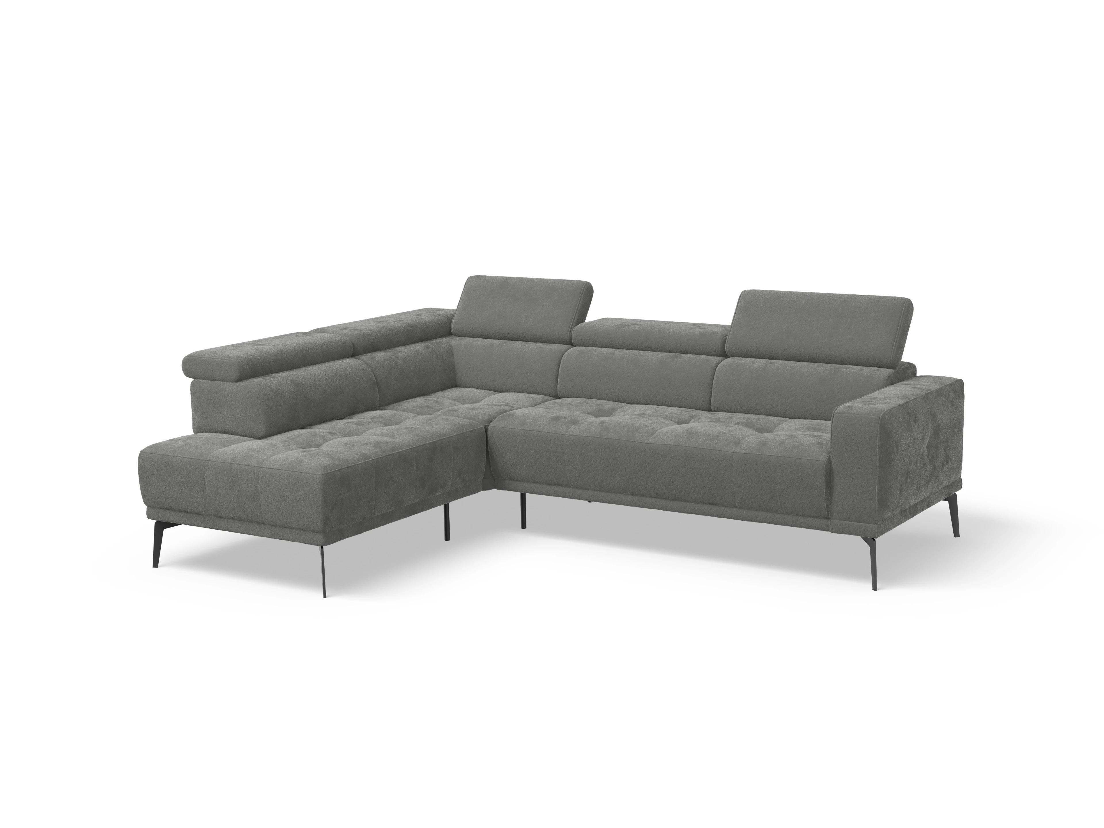 Ansicht des Produktes Marco Ecksofa links Abschluss offen in Stoff Grau