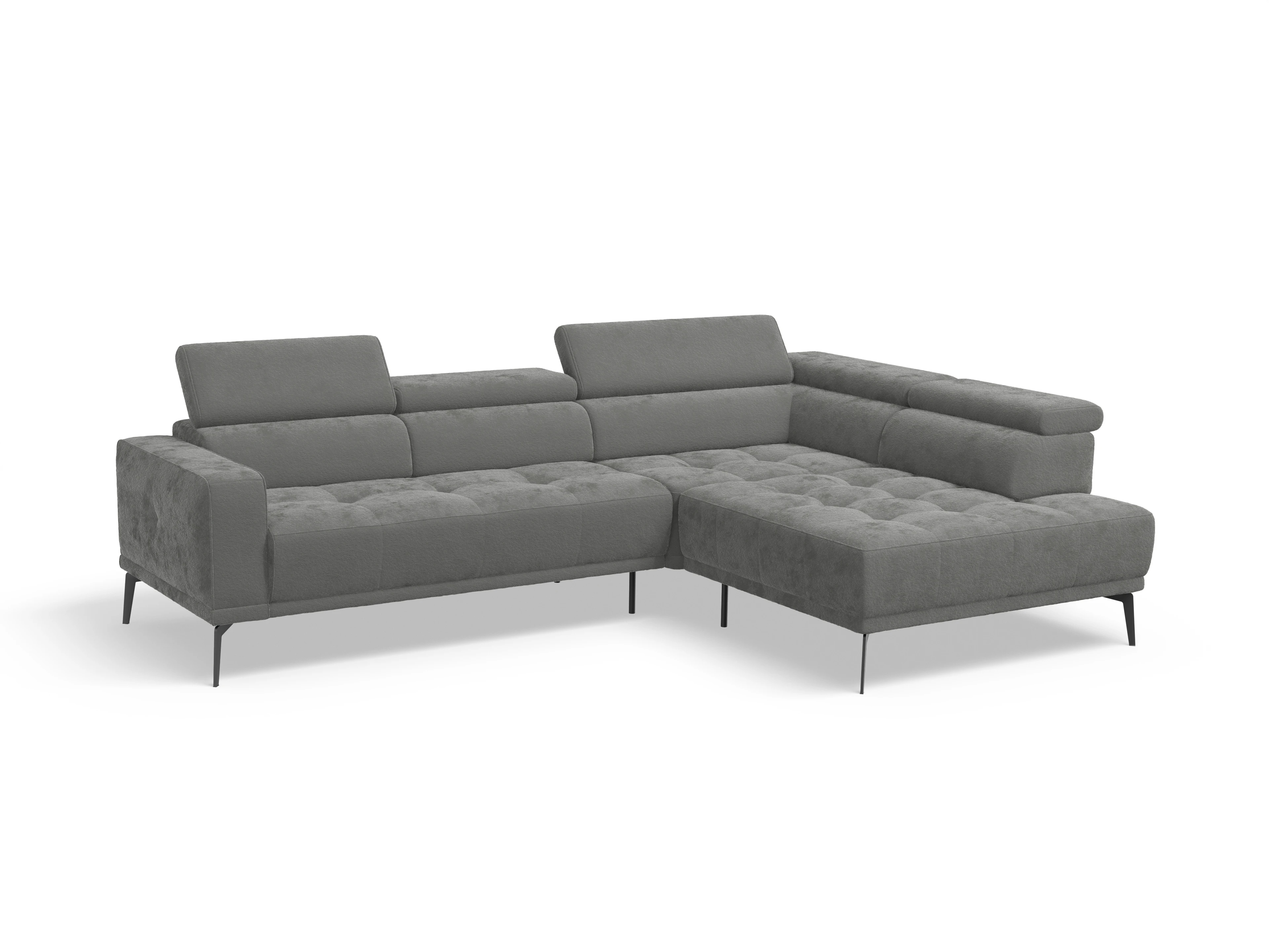 Marco Aho gr Medium R (mit Funktionen) Ansicht des Produktes Marco Ecksofa rechts Abschluss offen in Stoff Grau