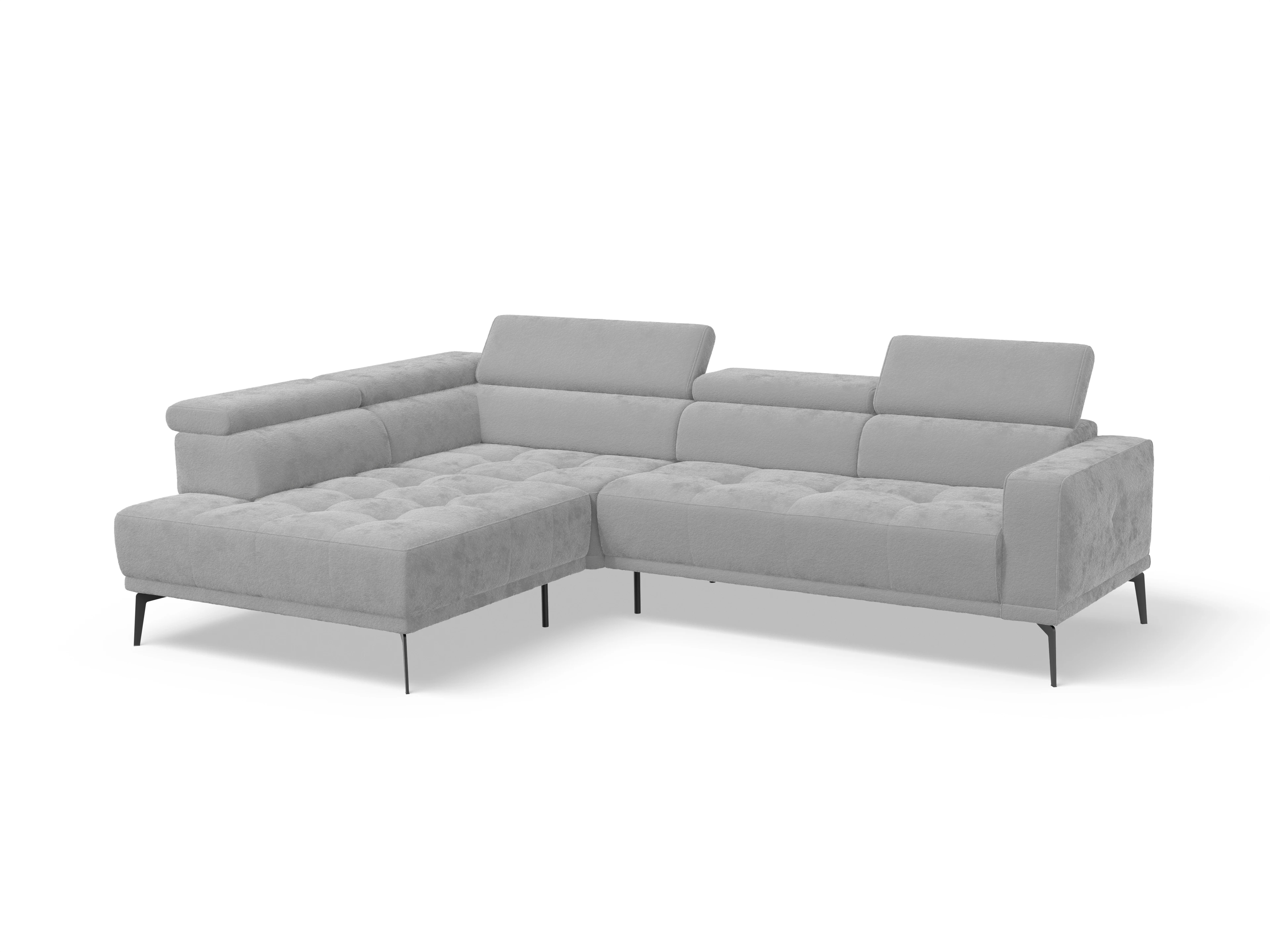 Ansicht des Produktes Marco Ecksofa links Abschluss offen in Stoff Grau