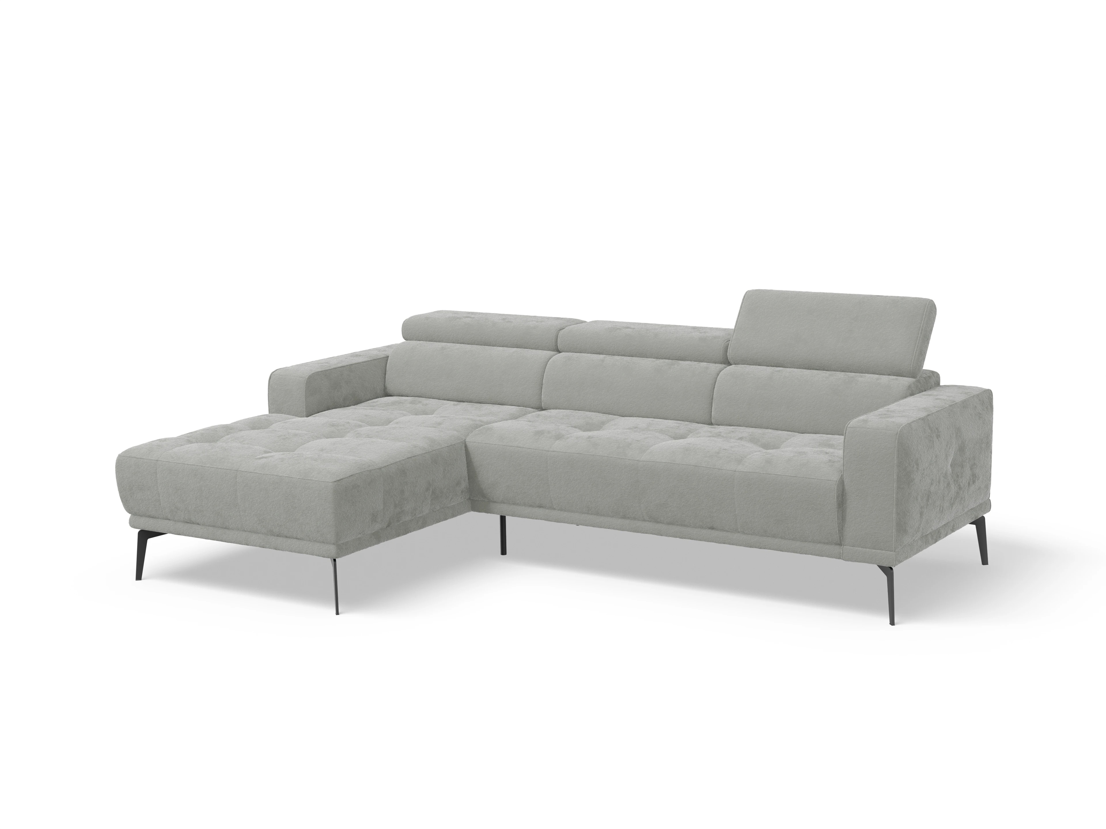 Marco LO Medium L Ansicht des Produktes Marco Ecksofa links Abschluss offen in Stoff Grau