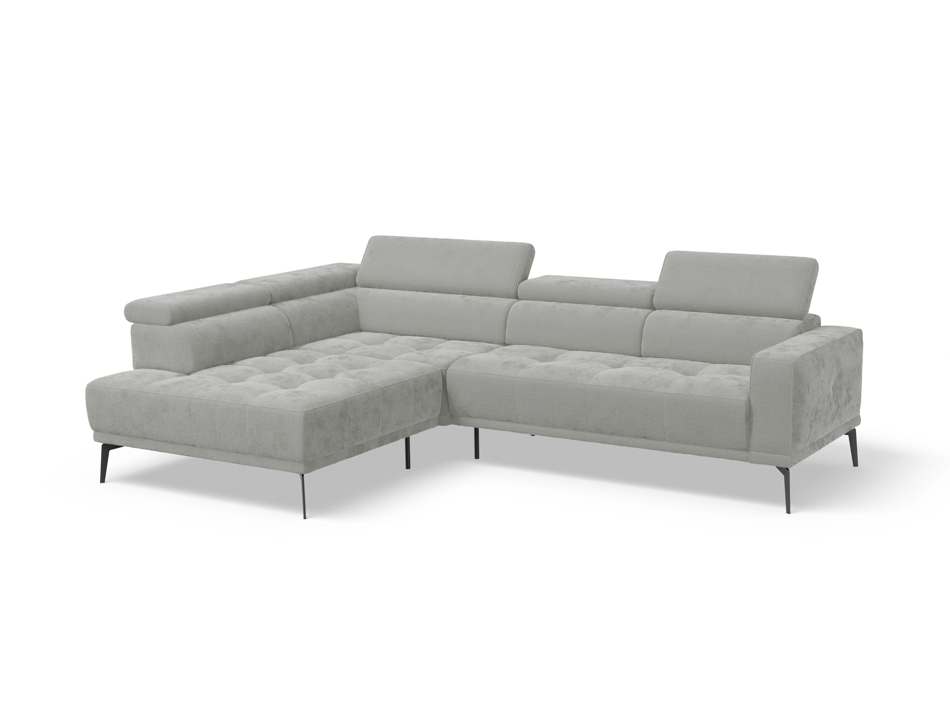 Ansicht des Produktes Marco Ecksofa links Abschluss offen in Stoff Grau
