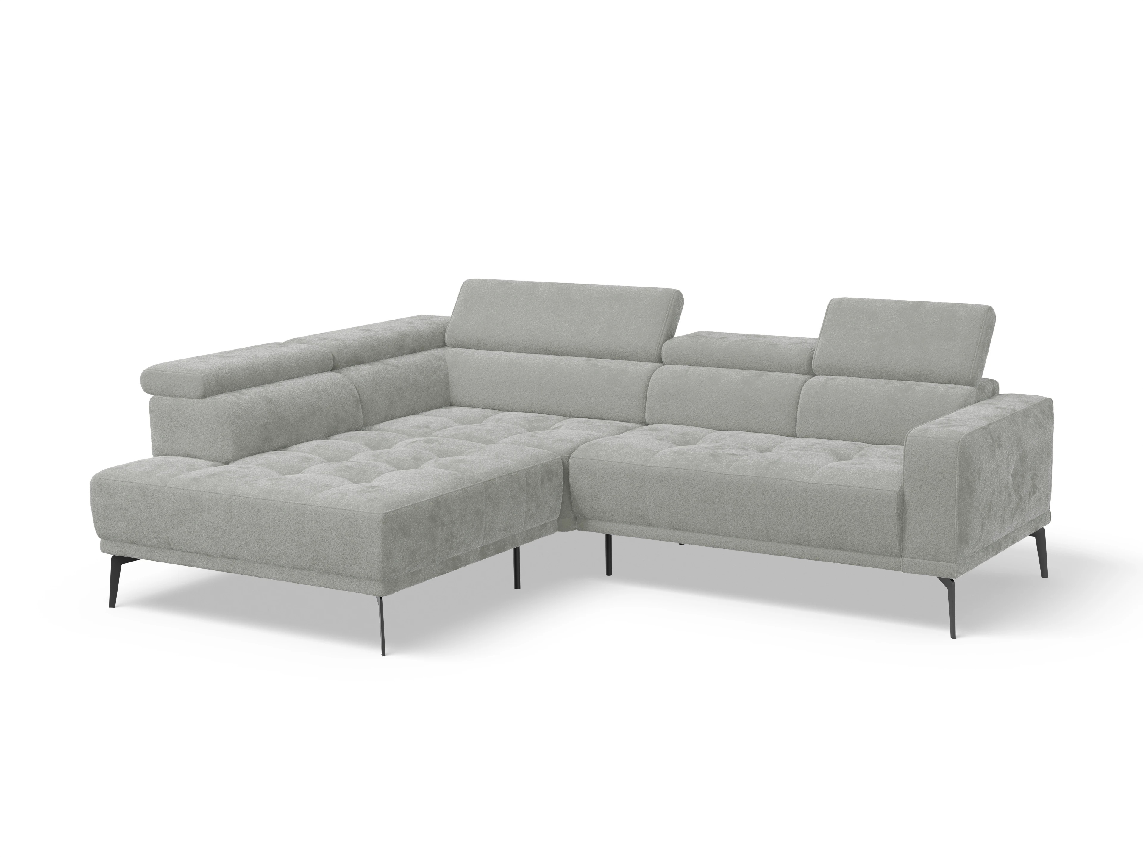 Ansicht des Produktes Marco Ecksofa links Abschluss offen in Stoff Grau
