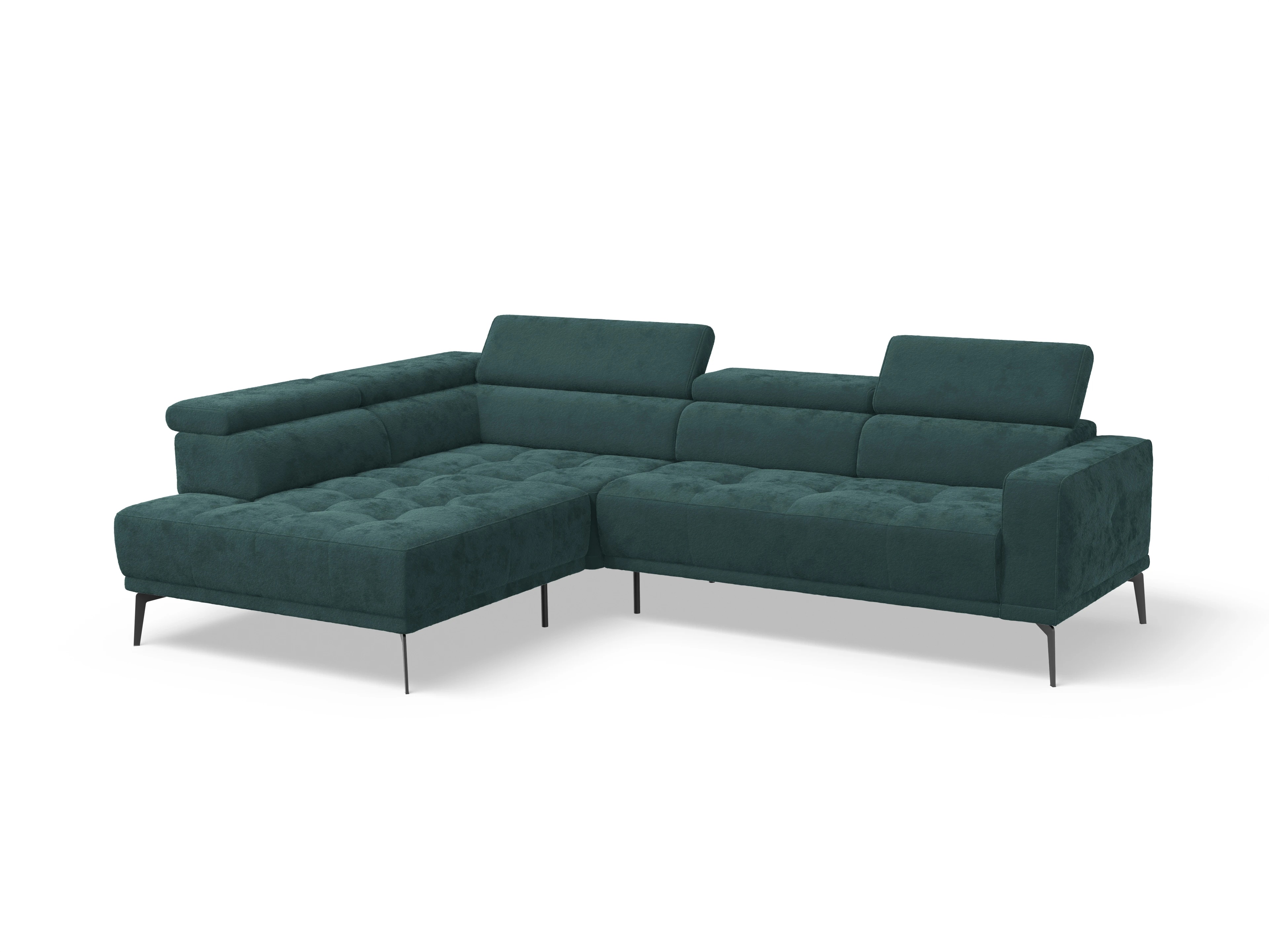 Marco Aho gr Medium L Ansicht des Produktes Marco Ecksofa links Abschluss offen in Stoff Blau