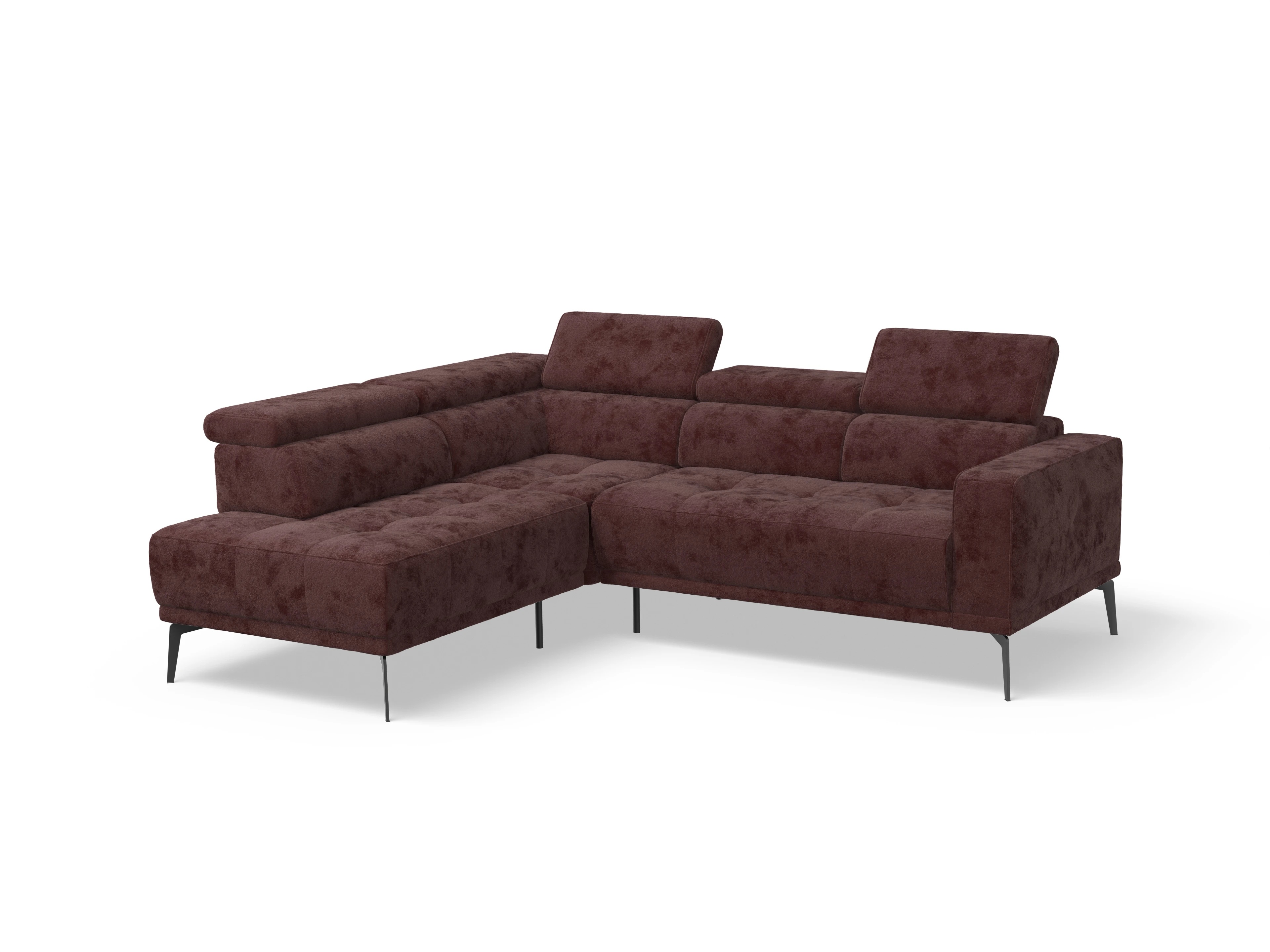 Ansicht des Produktes Marco Ecksofa links Abschluss offen in Stoff Rot