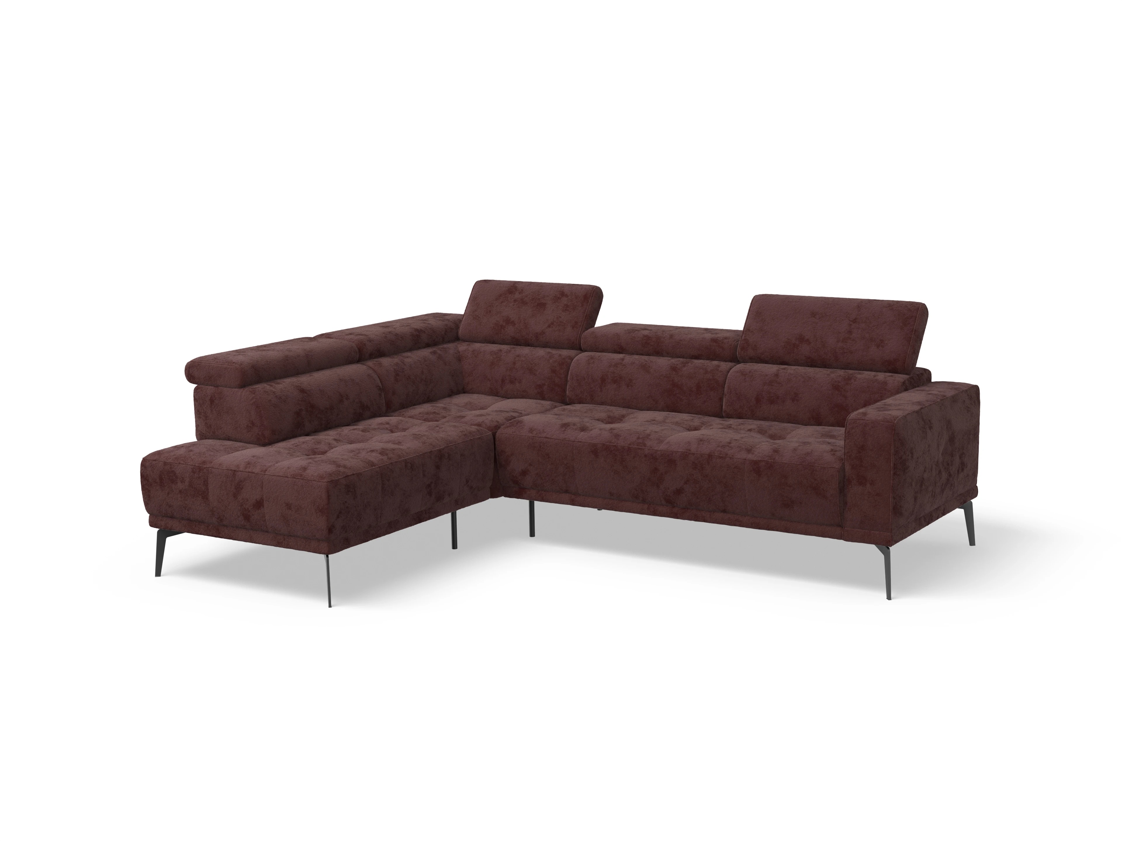 Marco Aho kl Medium L Ansicht des Produktes Marco Ecksofa links Abschluss offen in Stoff Rot