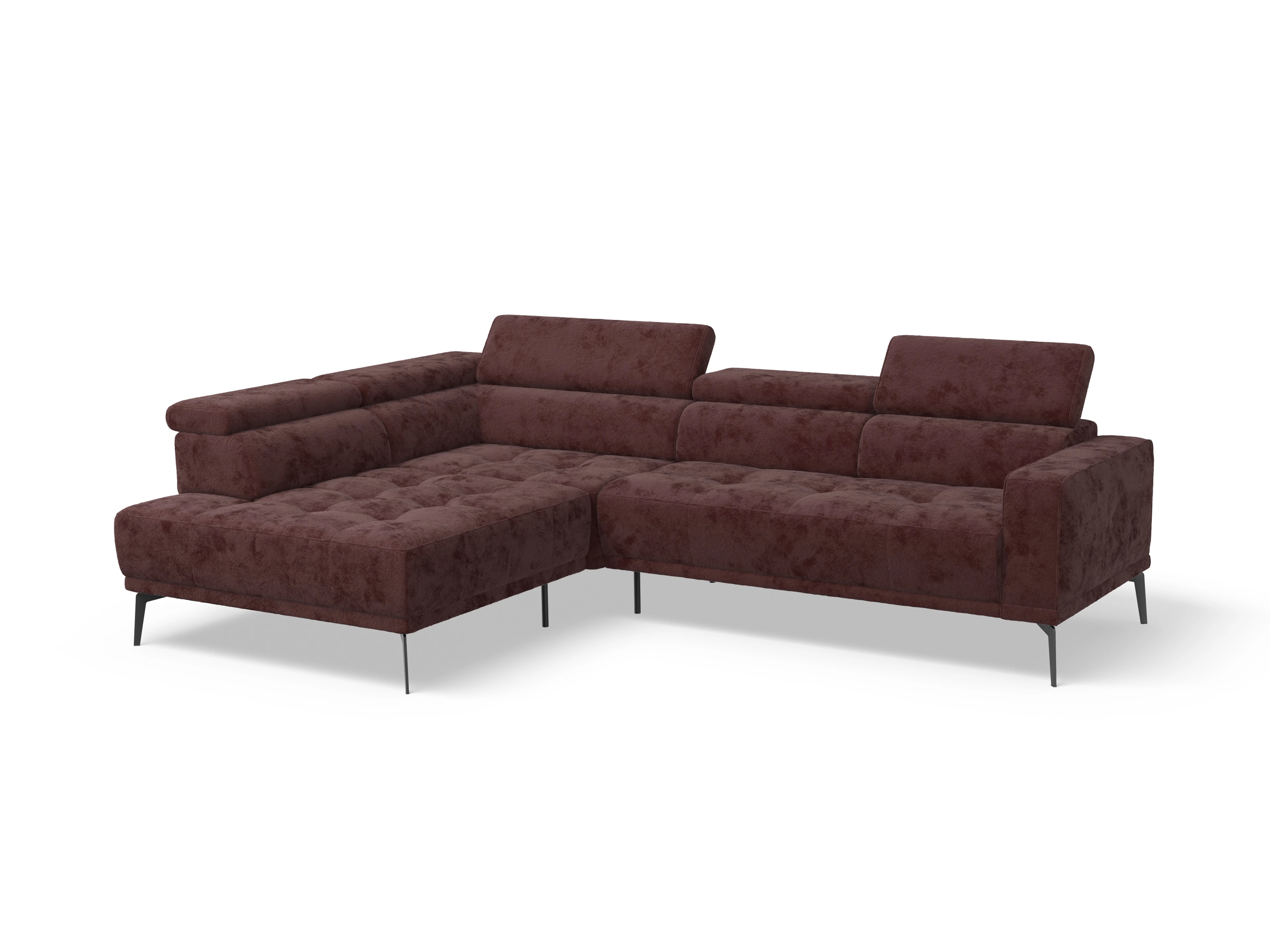 Ansicht des Produktes Marco Ecksofa links Abschluss offen in Stoff Rot