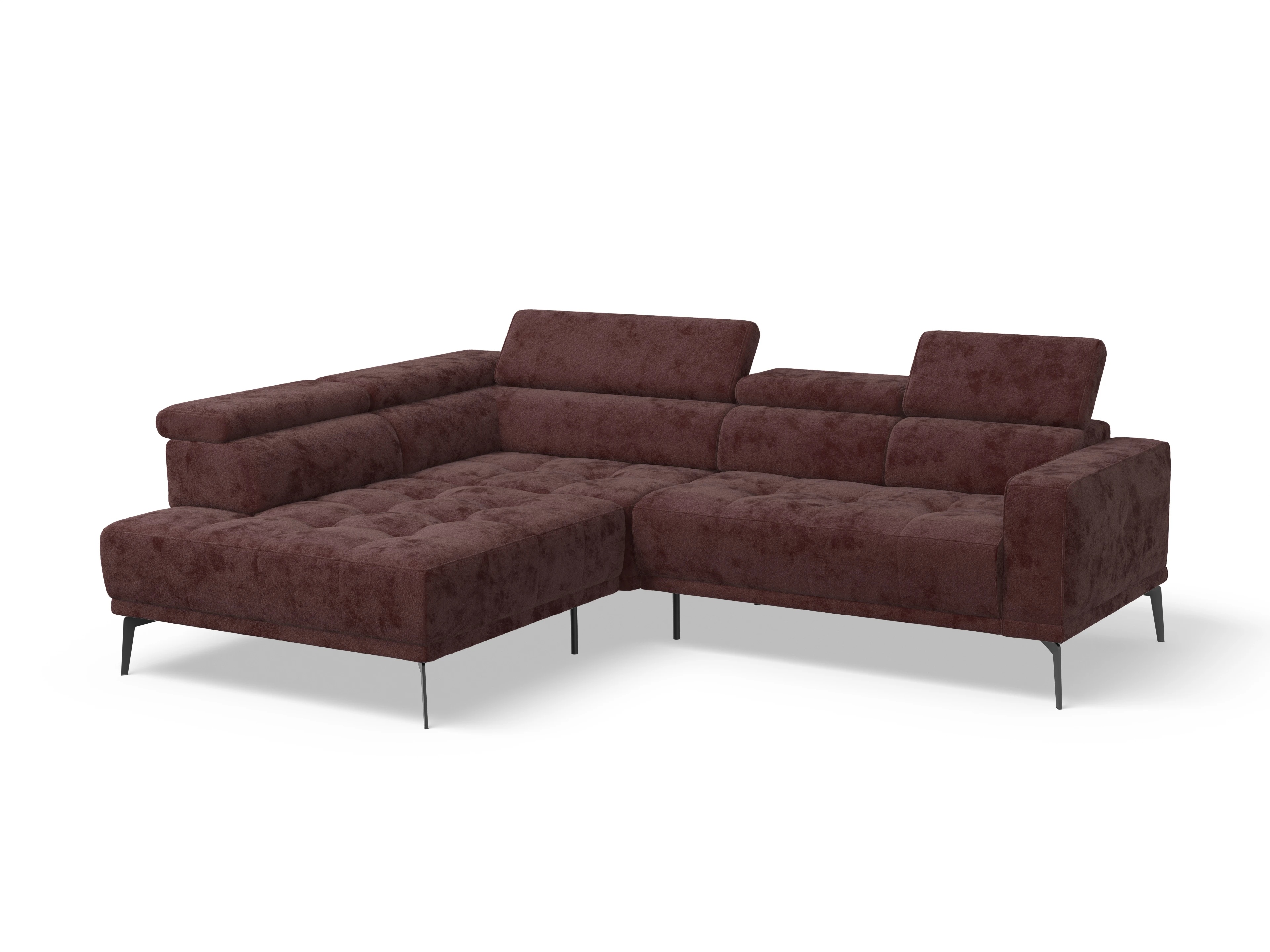 Ansicht des Produktes Marco Ecksofa links Abschluss offen in Stoff Rot