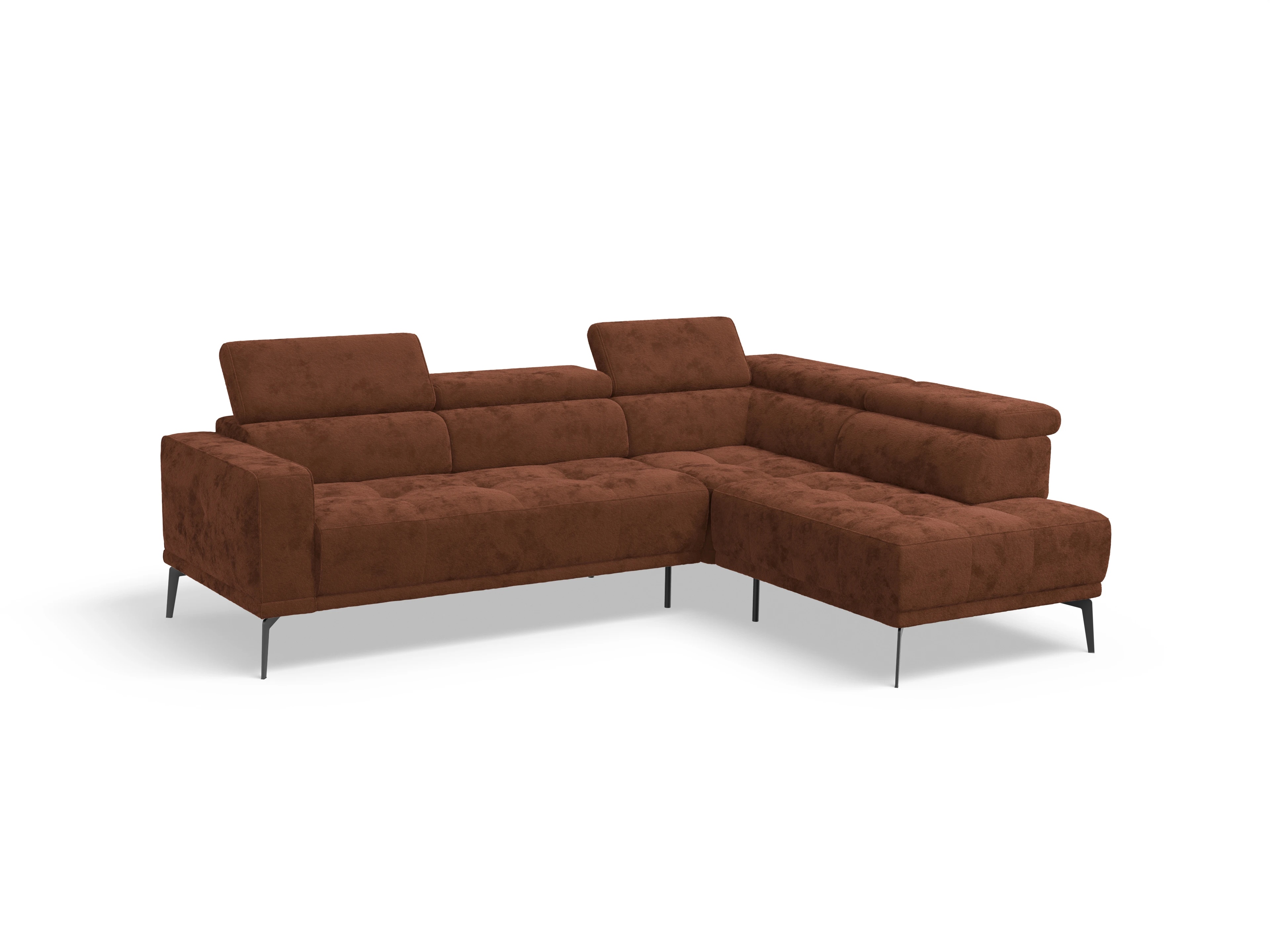 Marco Aho kl Medium R Ansicht des Produktes Marco Ecksofa rechts Abschluss offen in Stoff Rot