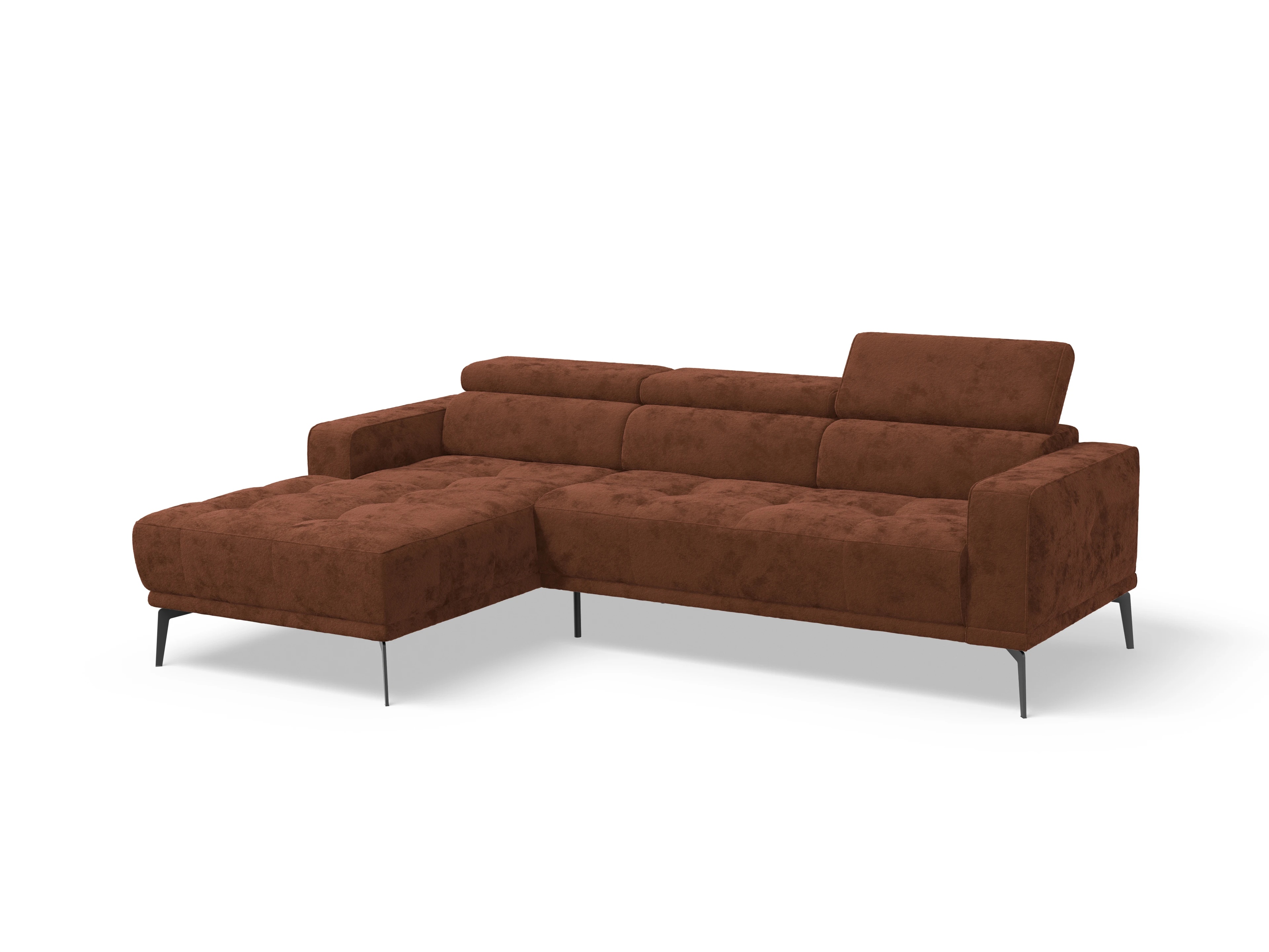 Ansicht des Produktes Marco Ecksofa links Abschluss offen in Stoff Rot